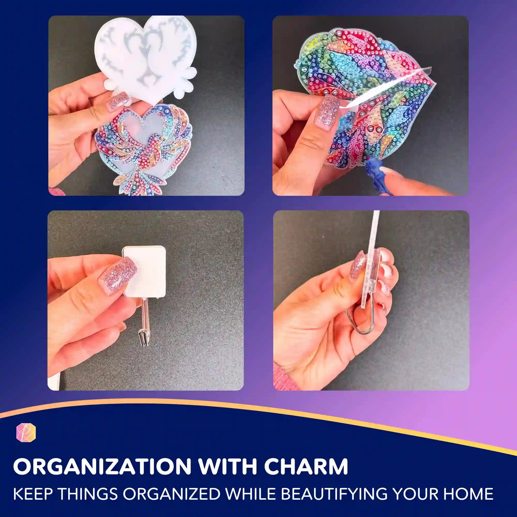 Diamond Painting Wall Hooks Mosaic Hearts