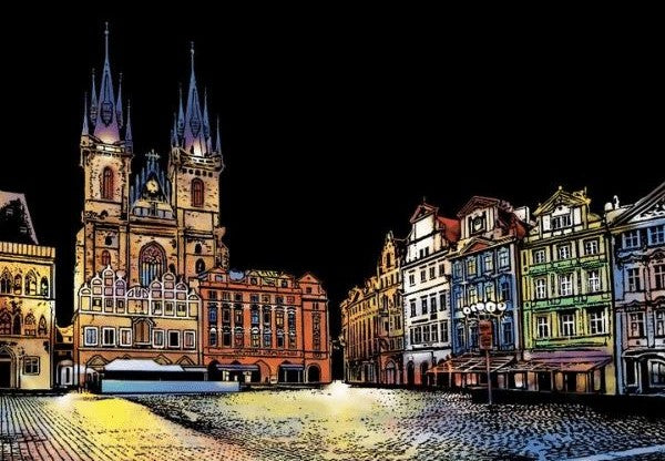 Scratch Painting – XL 4-Piece Set Cities I