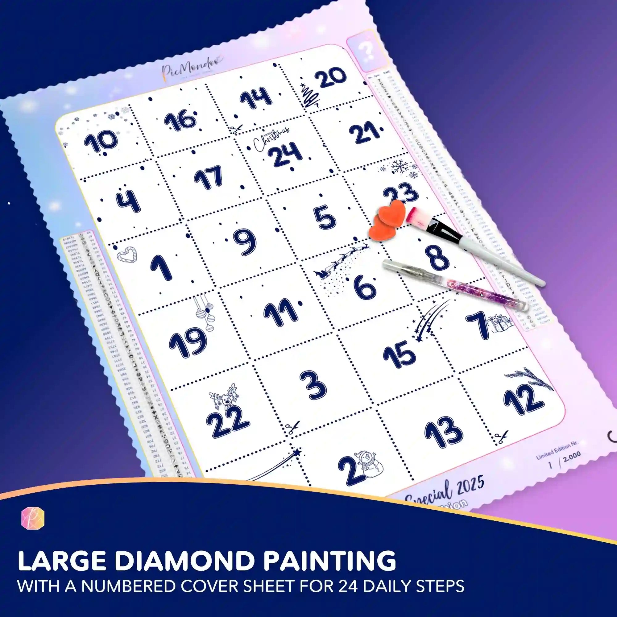 Diamond Painting “Advent Calendar Design” with 24 Sections – Limited Edition