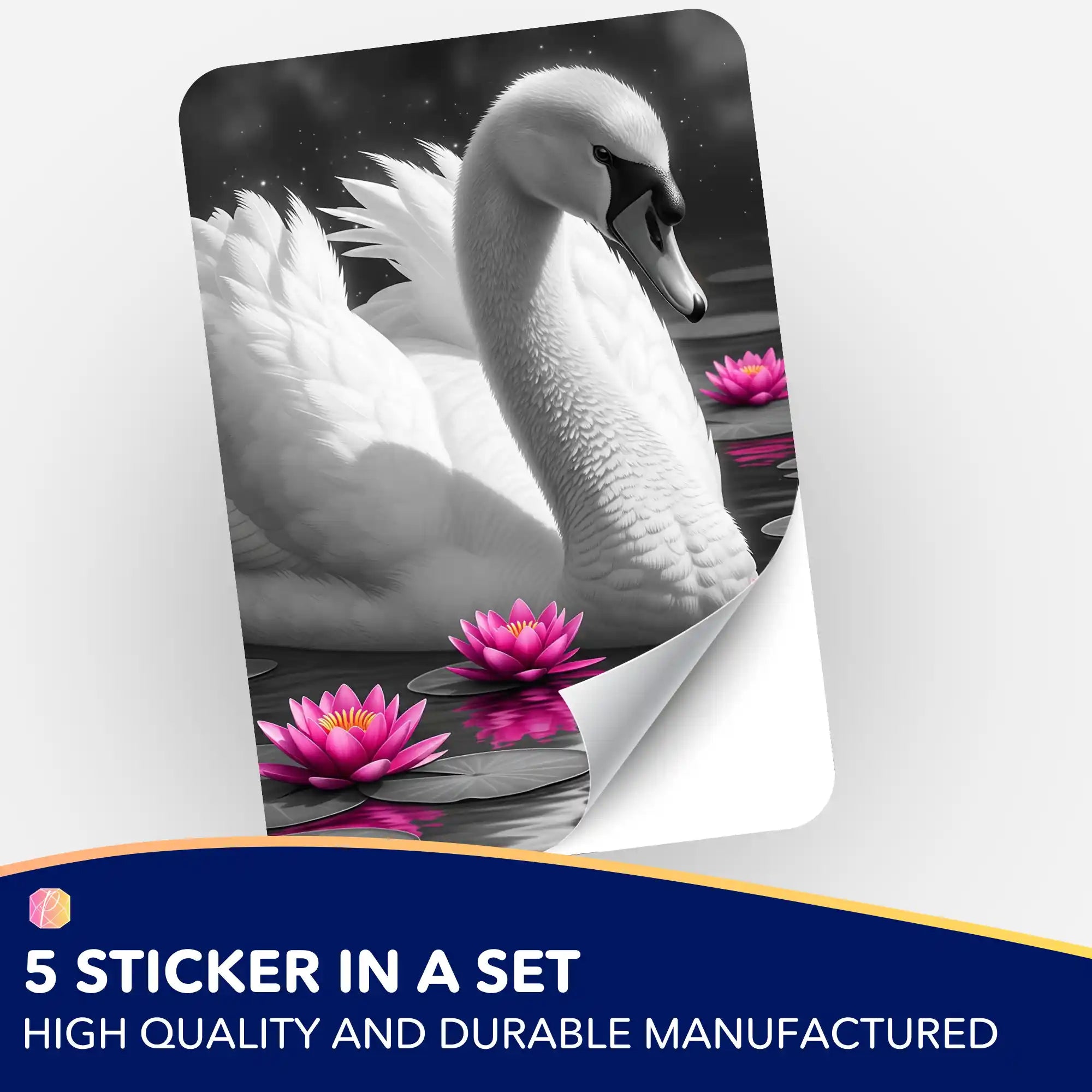 Wall Sticker 5-Pack - Swan in the Water Lily Lake
