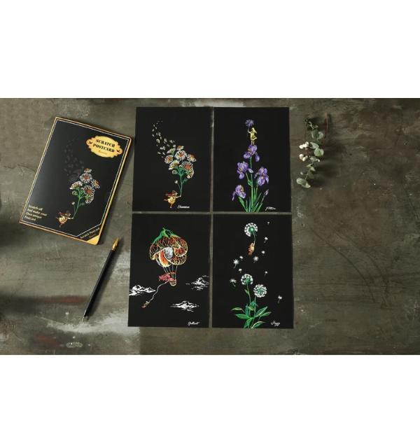 Scratch Painting – 4-Piece Set Flower Cards