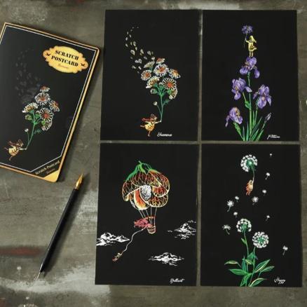 Scratch Painting – 4-Piece Set Flower Cards
