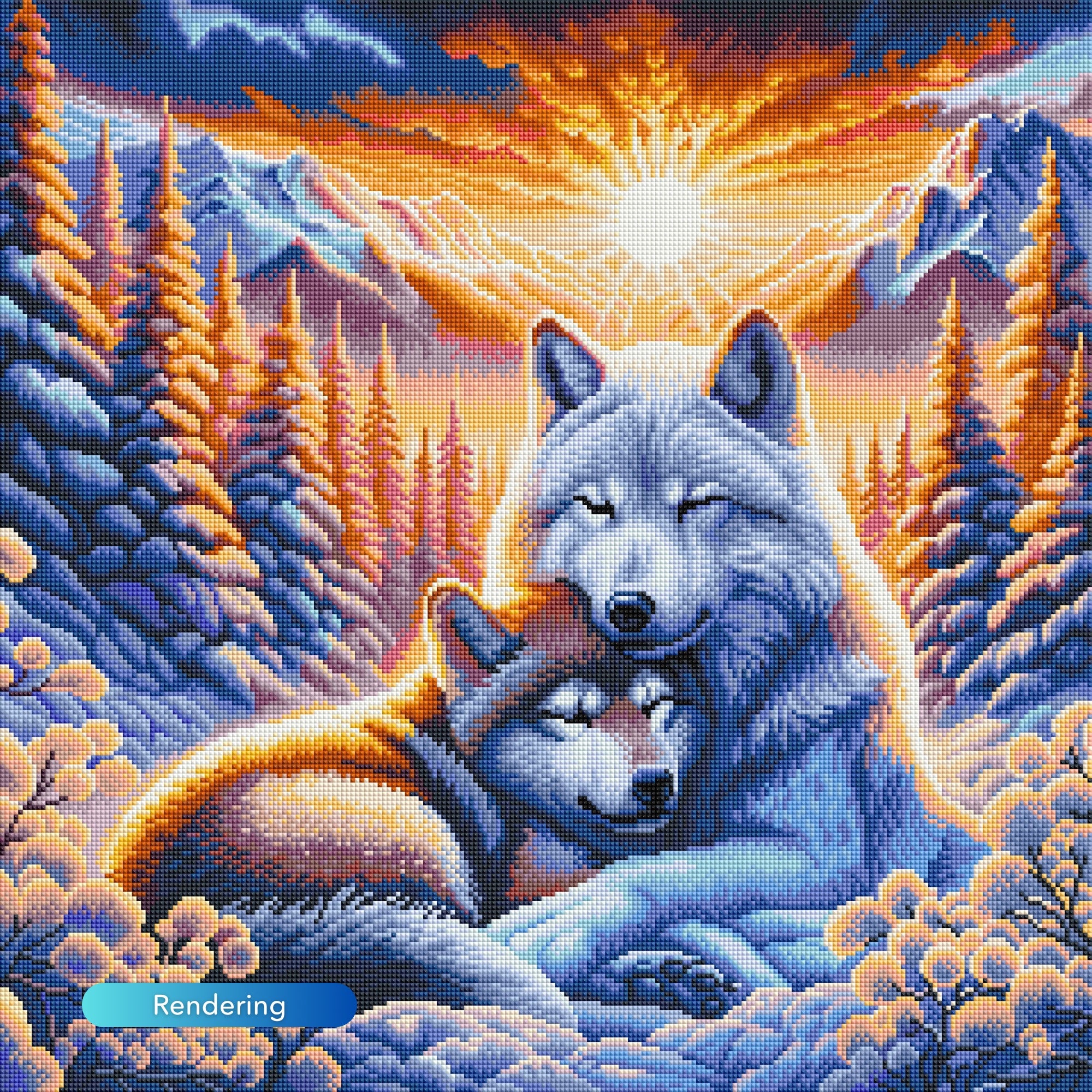Diamond Painting - Wolf Love at Sunrise