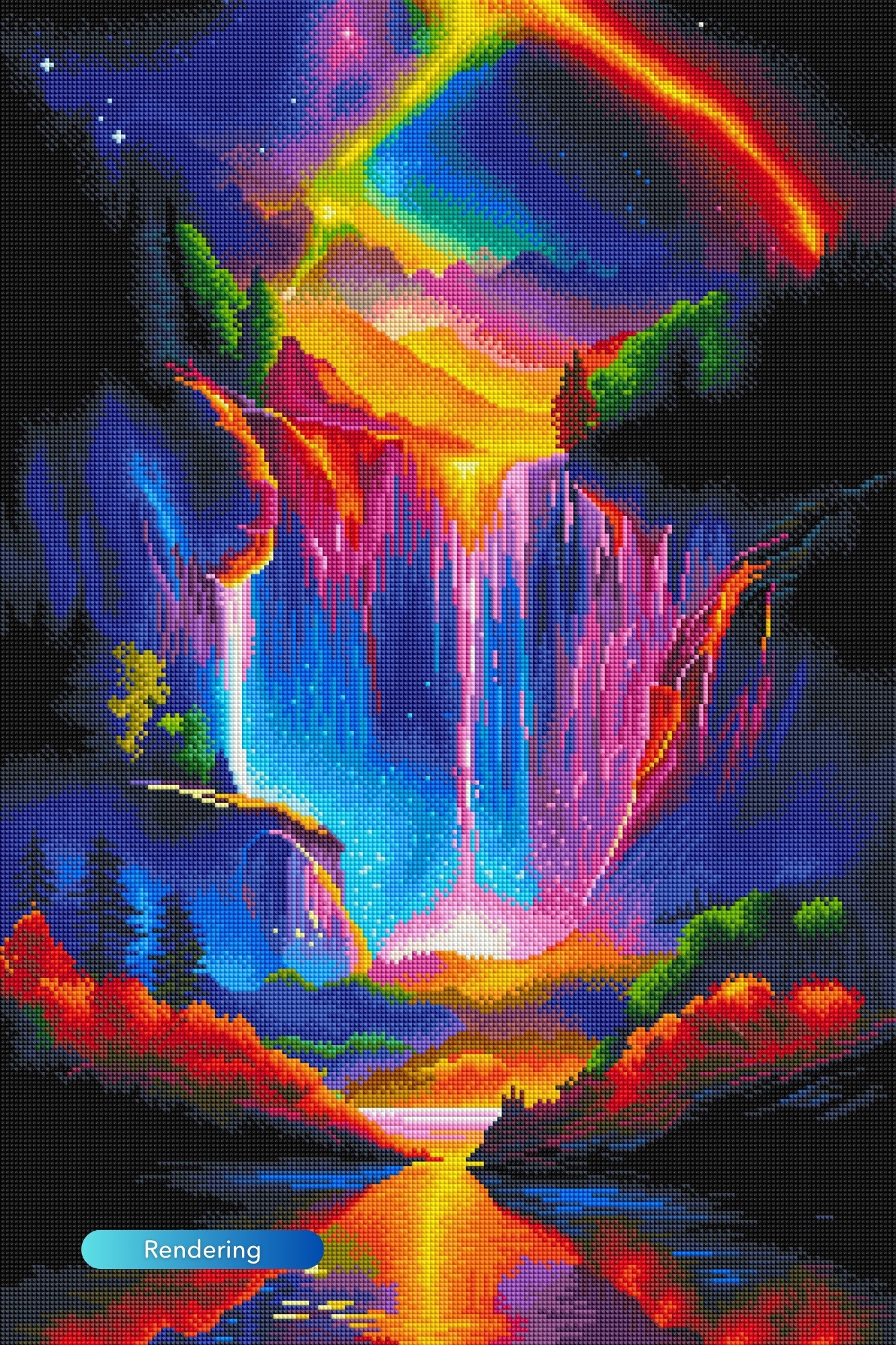Diamond Painting - Nightlight by the Waterfall