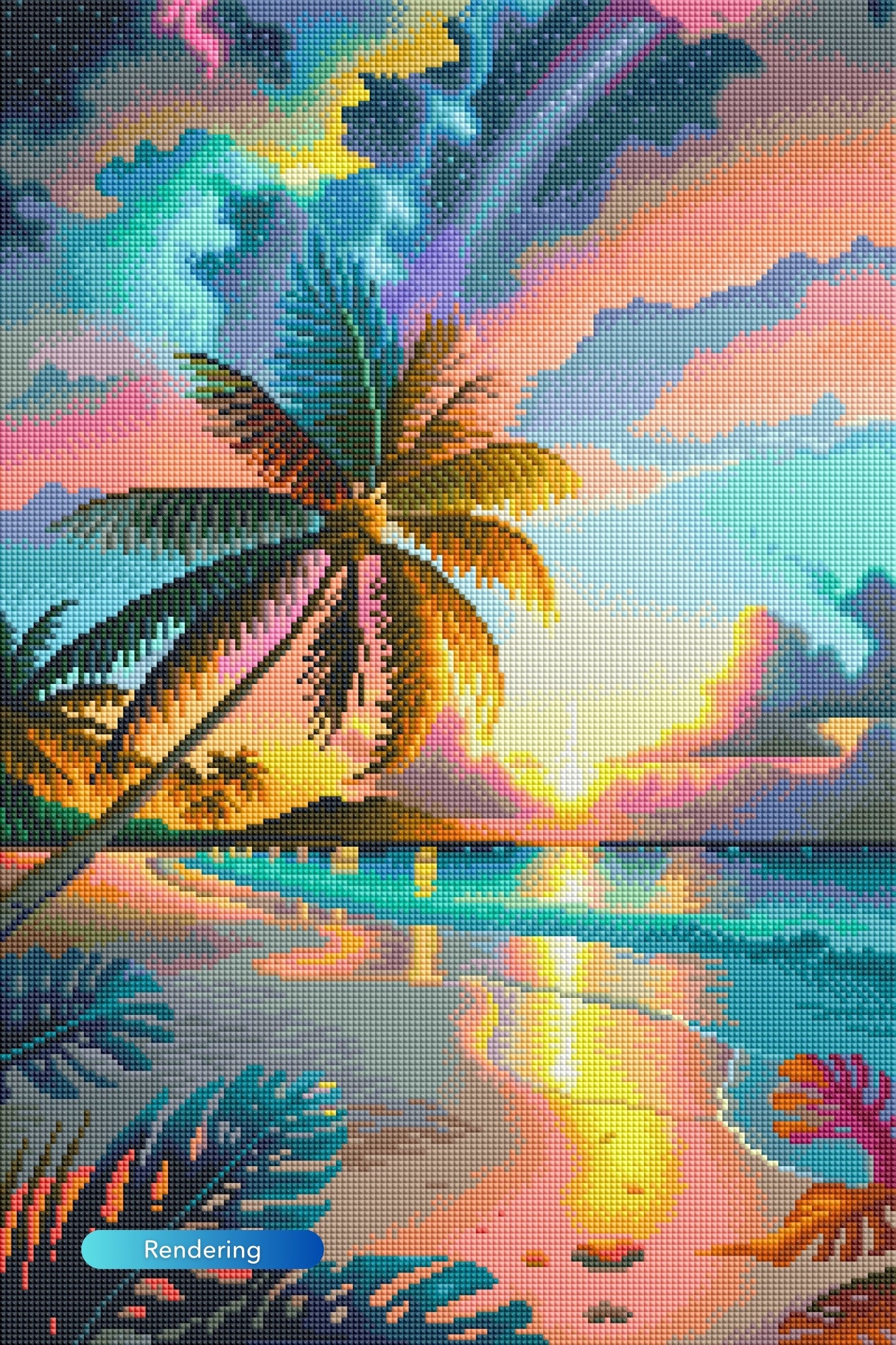 Palm Tree in the Colorful Evening Sky
