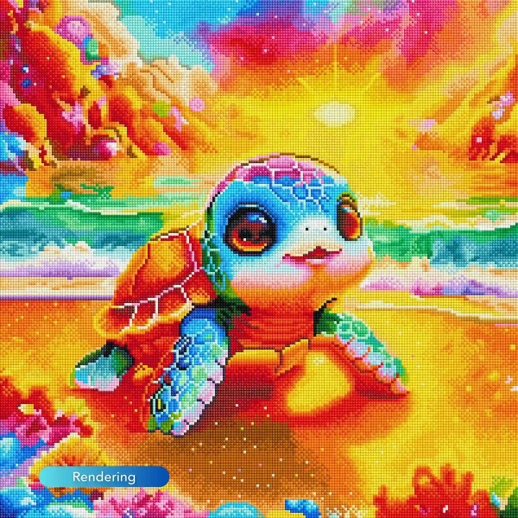 Diamond Painting 100 Colors Special – Turtle on Sparkling Beach