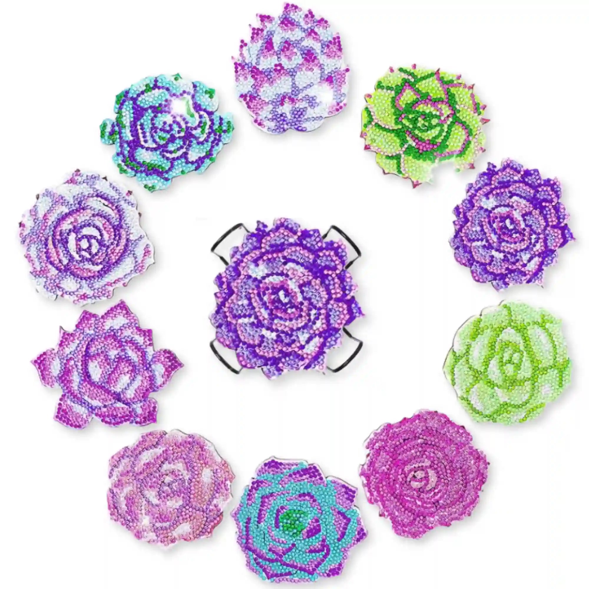 Diamond Painting - Coaster "Purple Flowers"