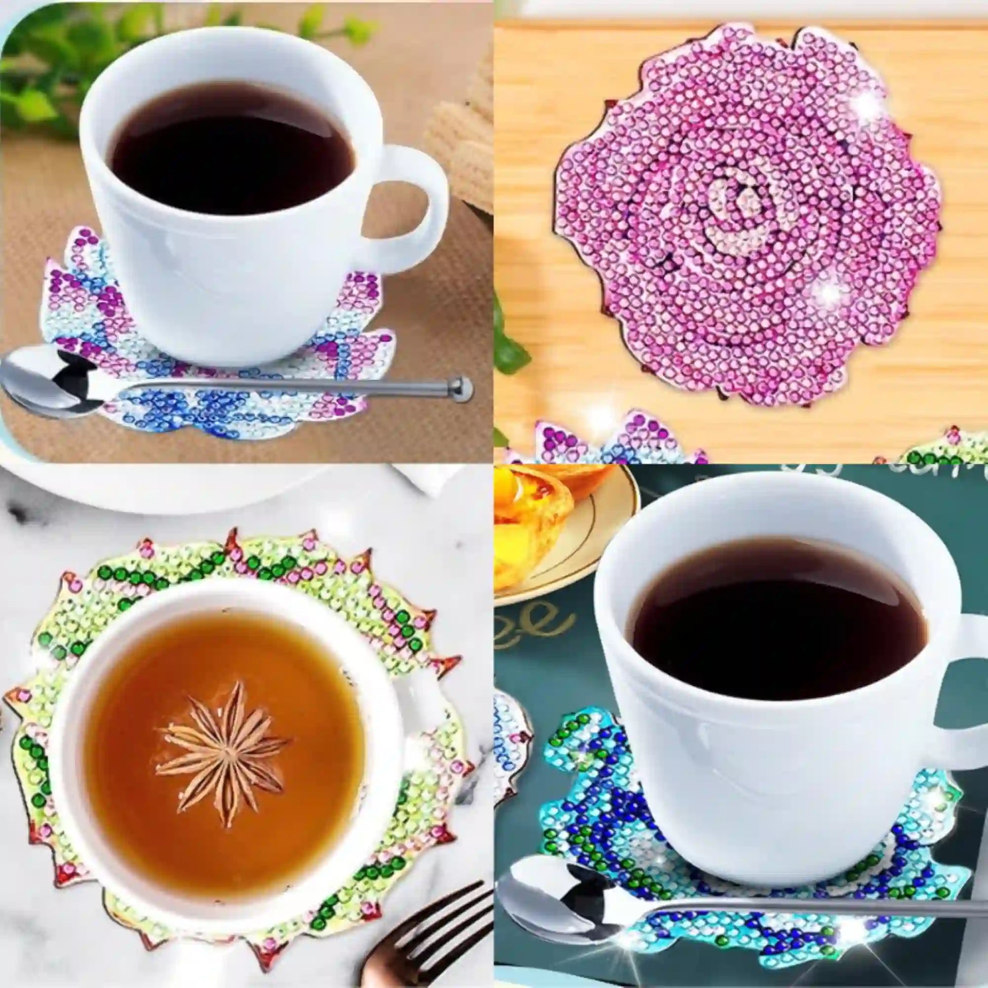 Diamond Painting - Coaster "Purple Flowers"