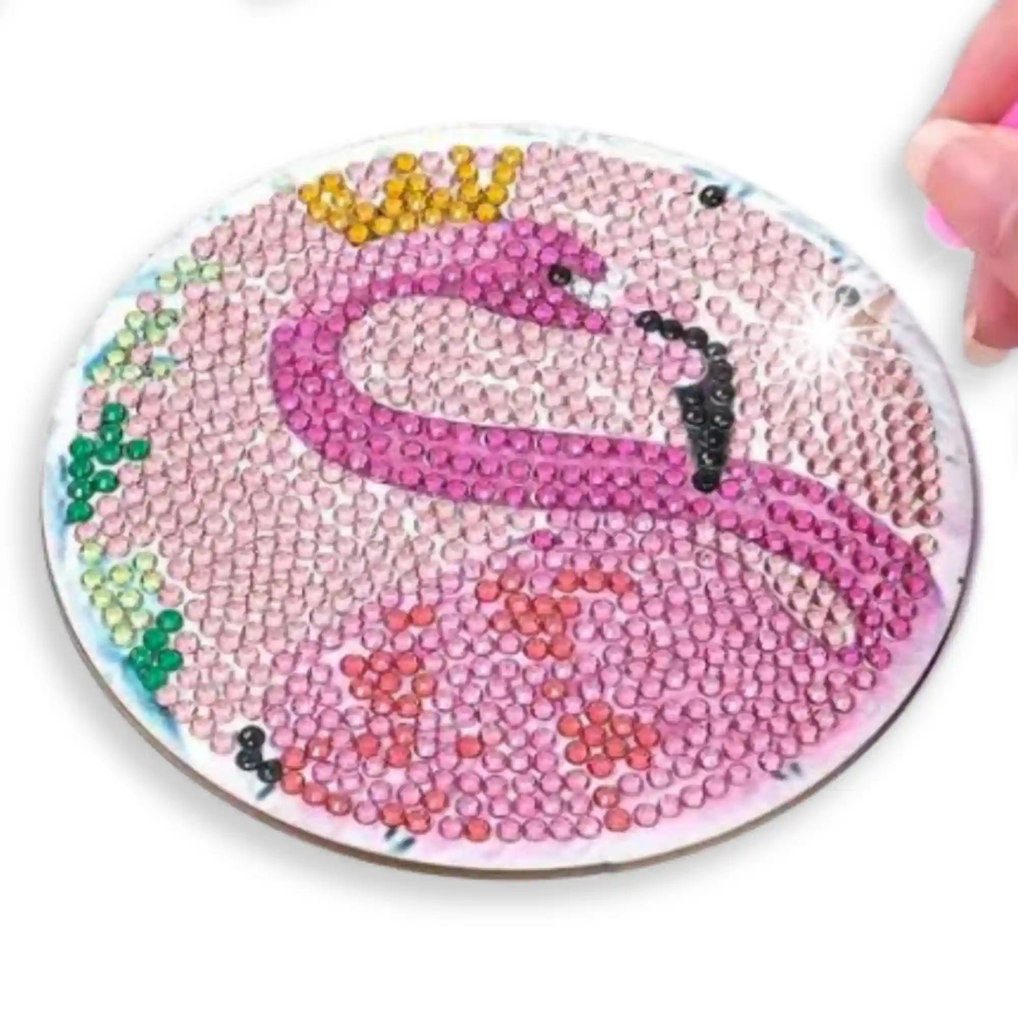 Diamond Painting - Coaster "Pink Flamingos"