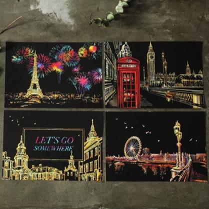 Scratch Painting – 4-Piece Set Europe Cards