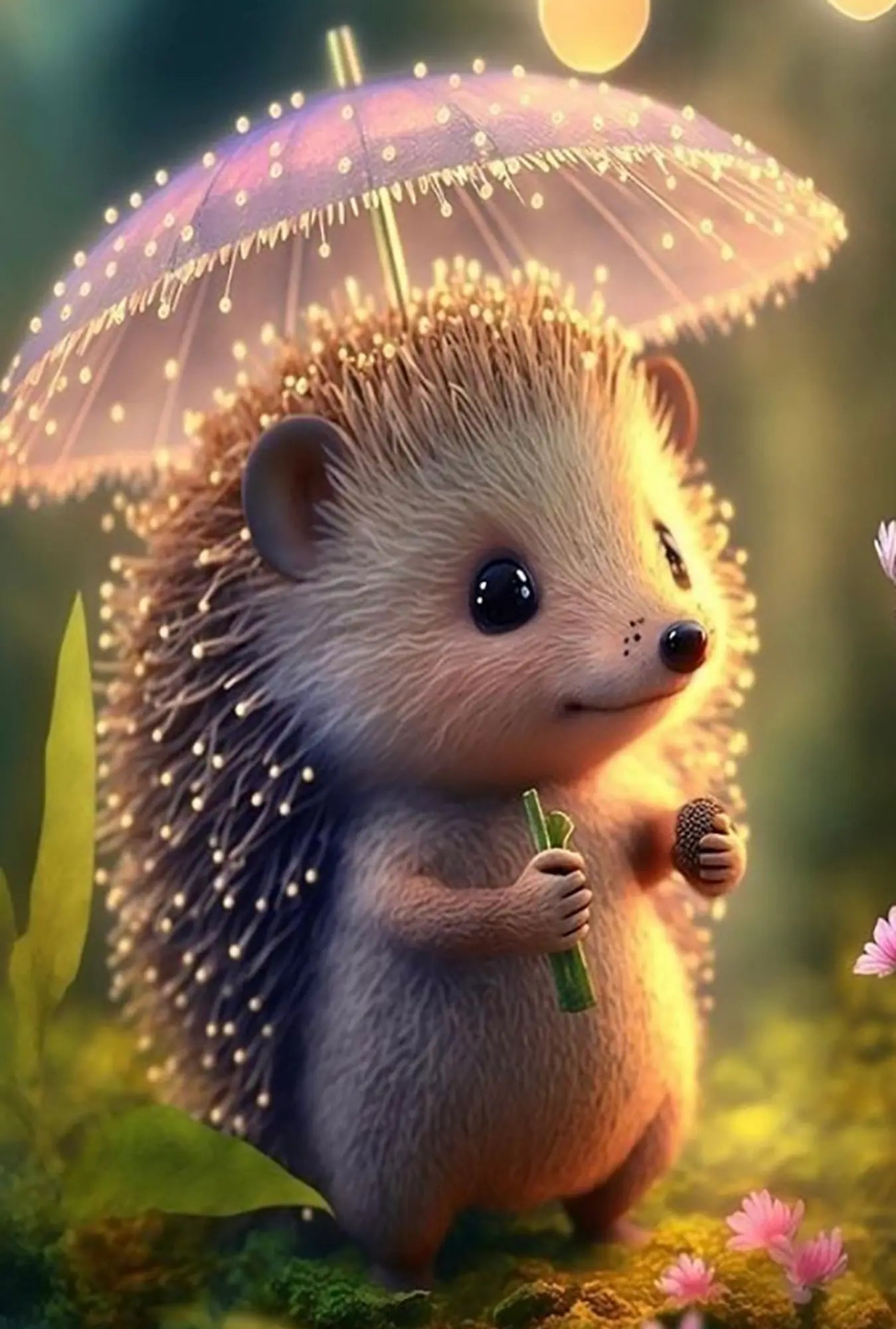 Diamond Painting – Little Hedgehog in Sunlight