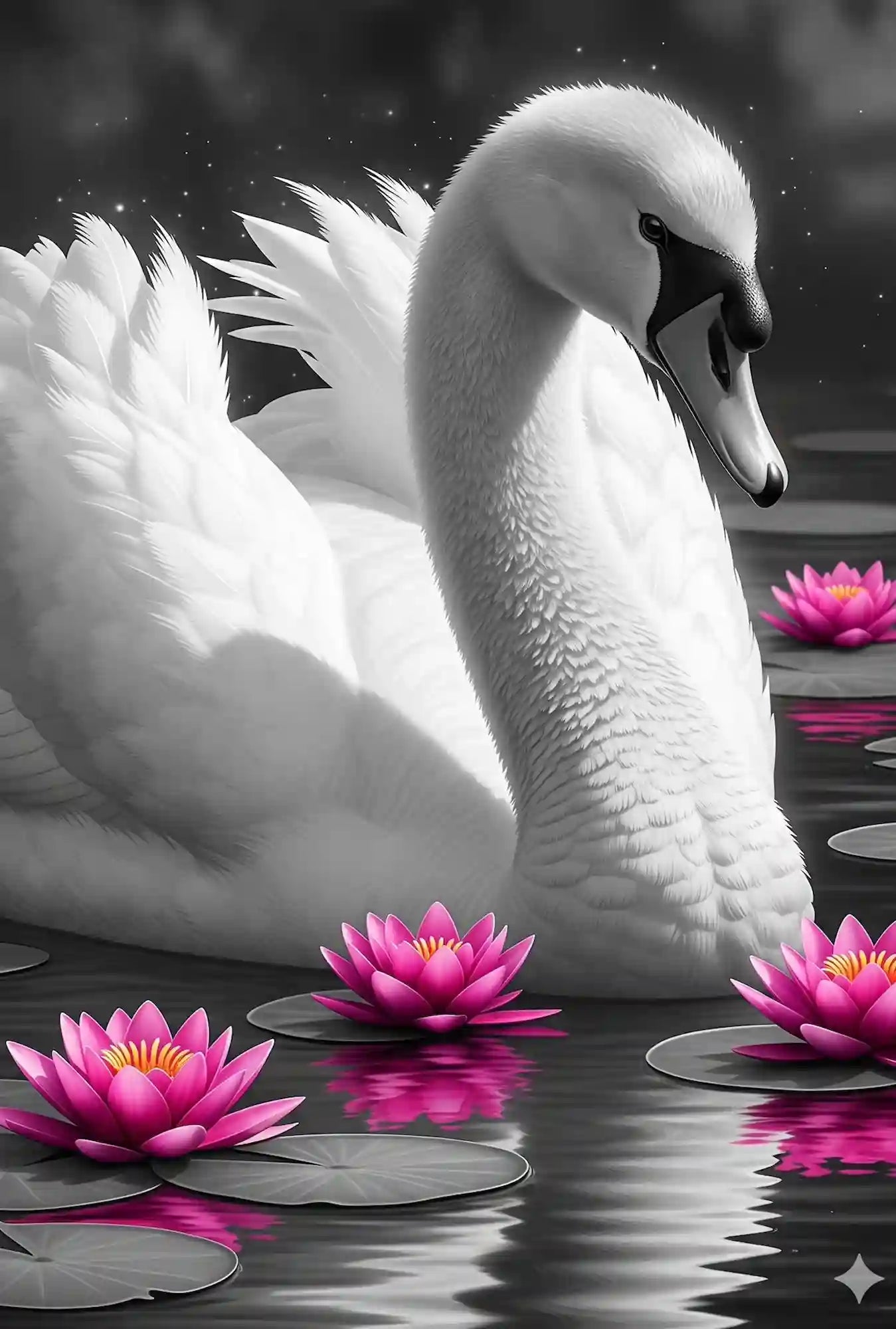 Diamond Painting – Swan in the Water Lily Lake