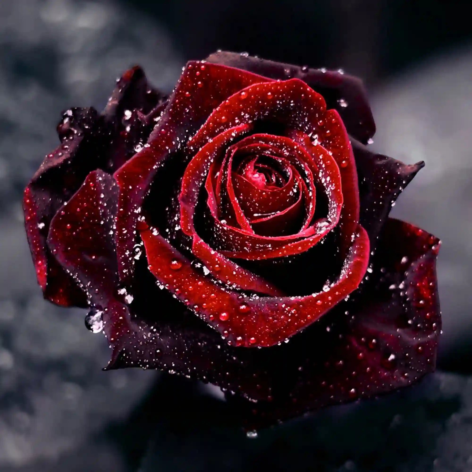 Diamond Painting – Red Rose in Morning Dew