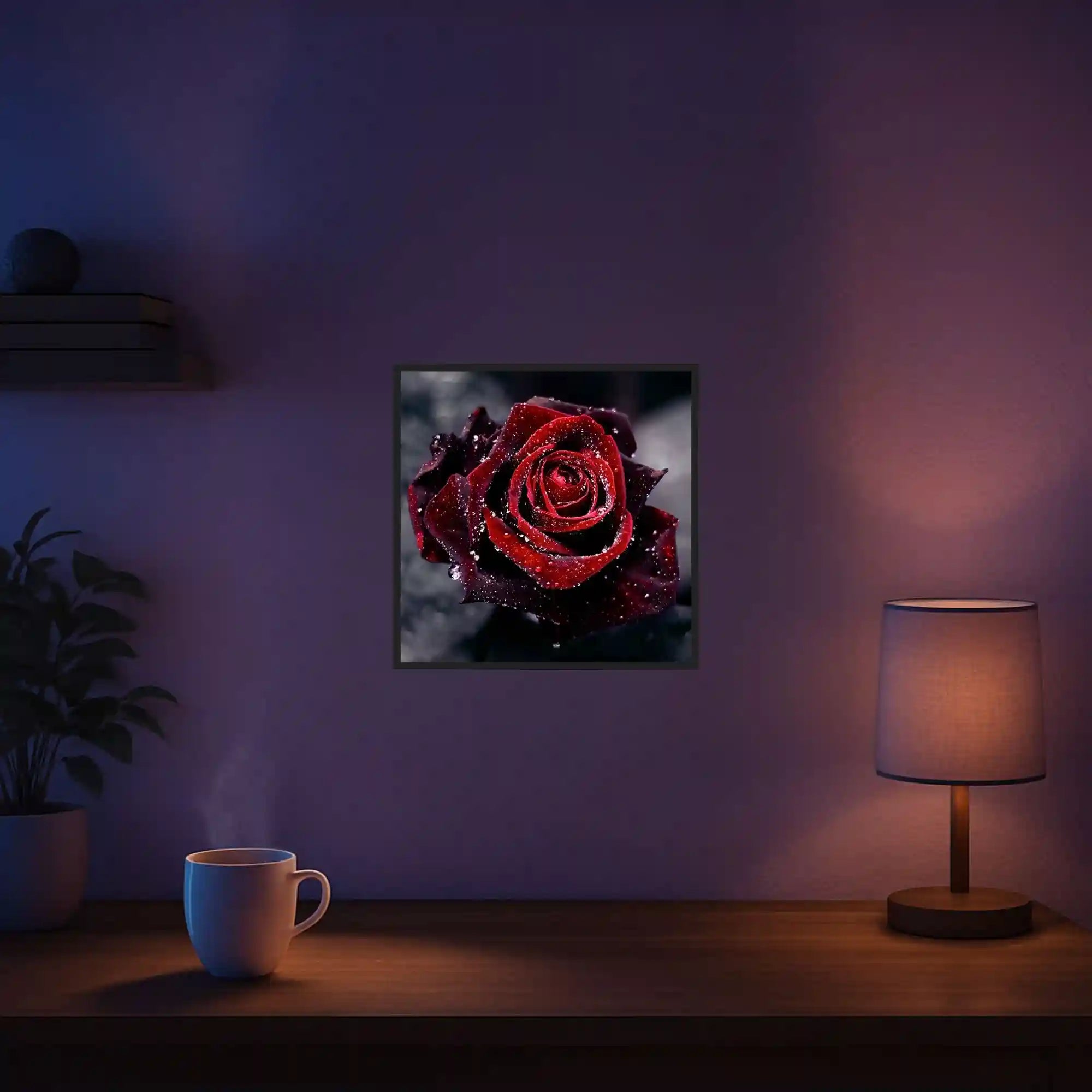 Diamond Painting – Red Rose in Morning Dew