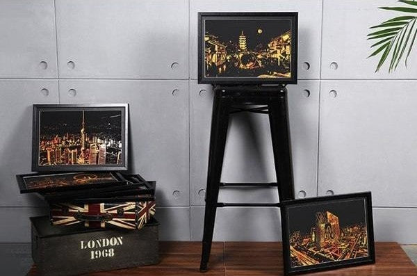 Scratch Painting – XL 4-Piece Set Cities II