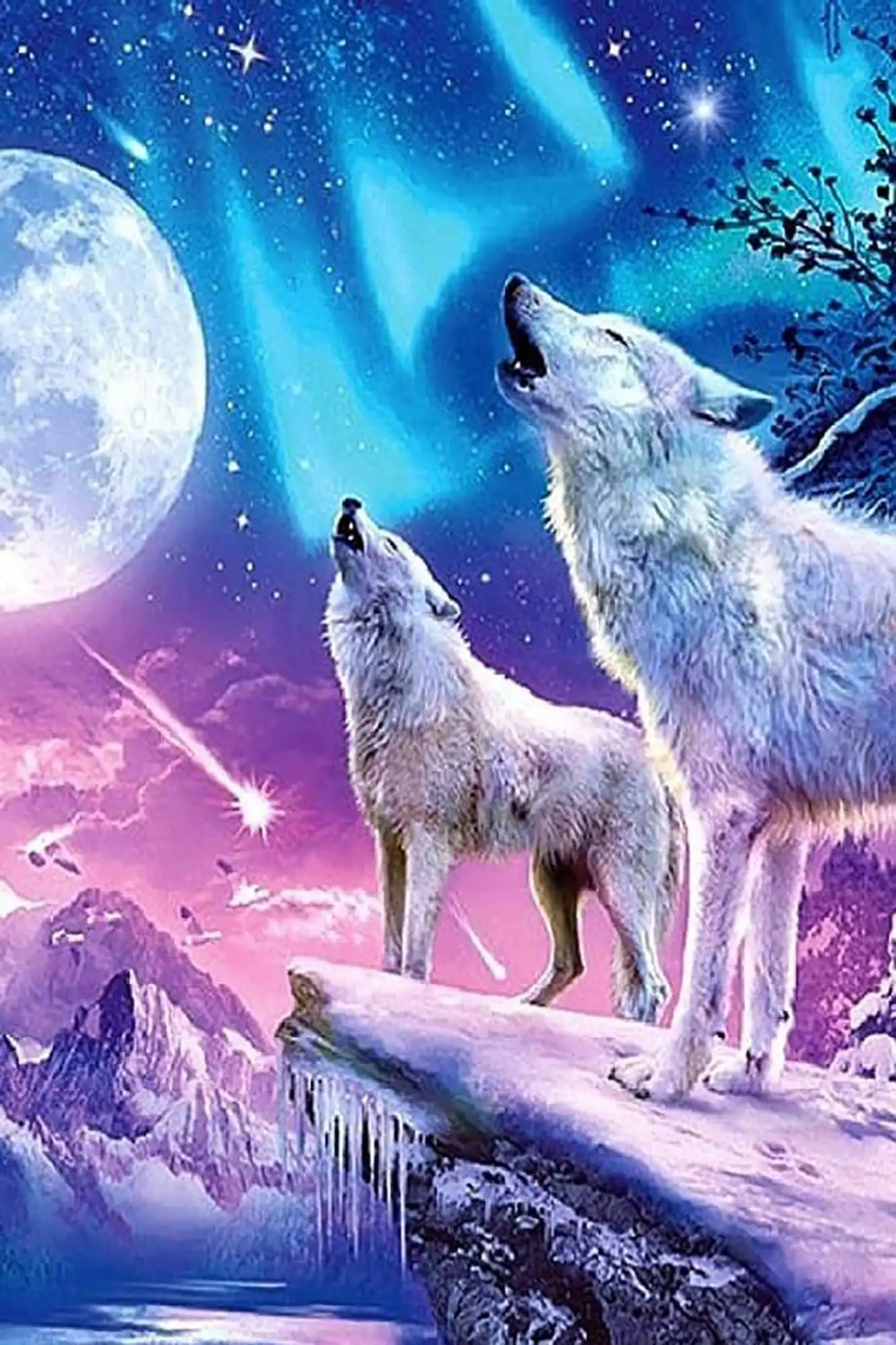 Diamond Painting Glow Picture Special – White Wolves in Winterland