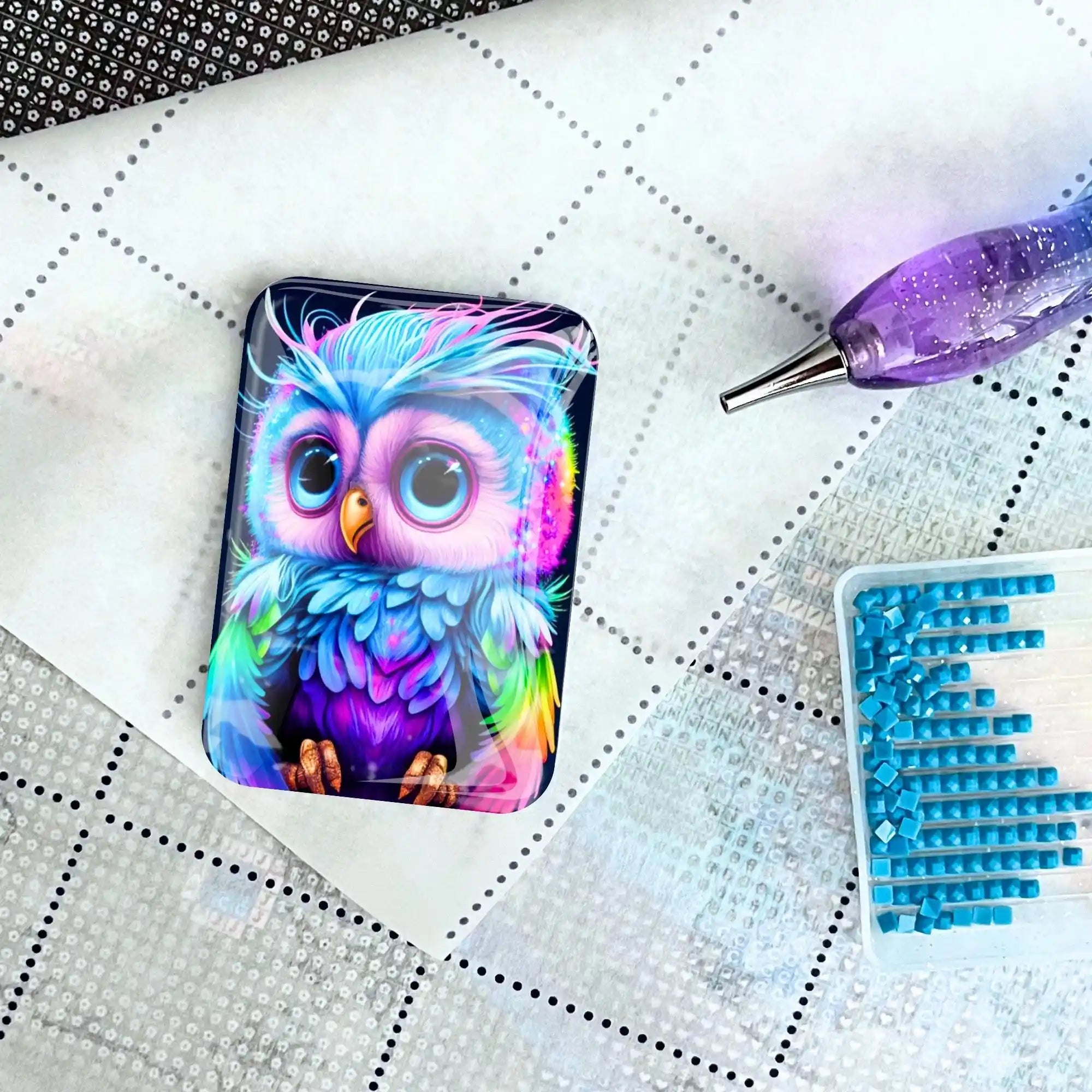 Cover Minder - Little Colorful Owl in a Riot of Colors