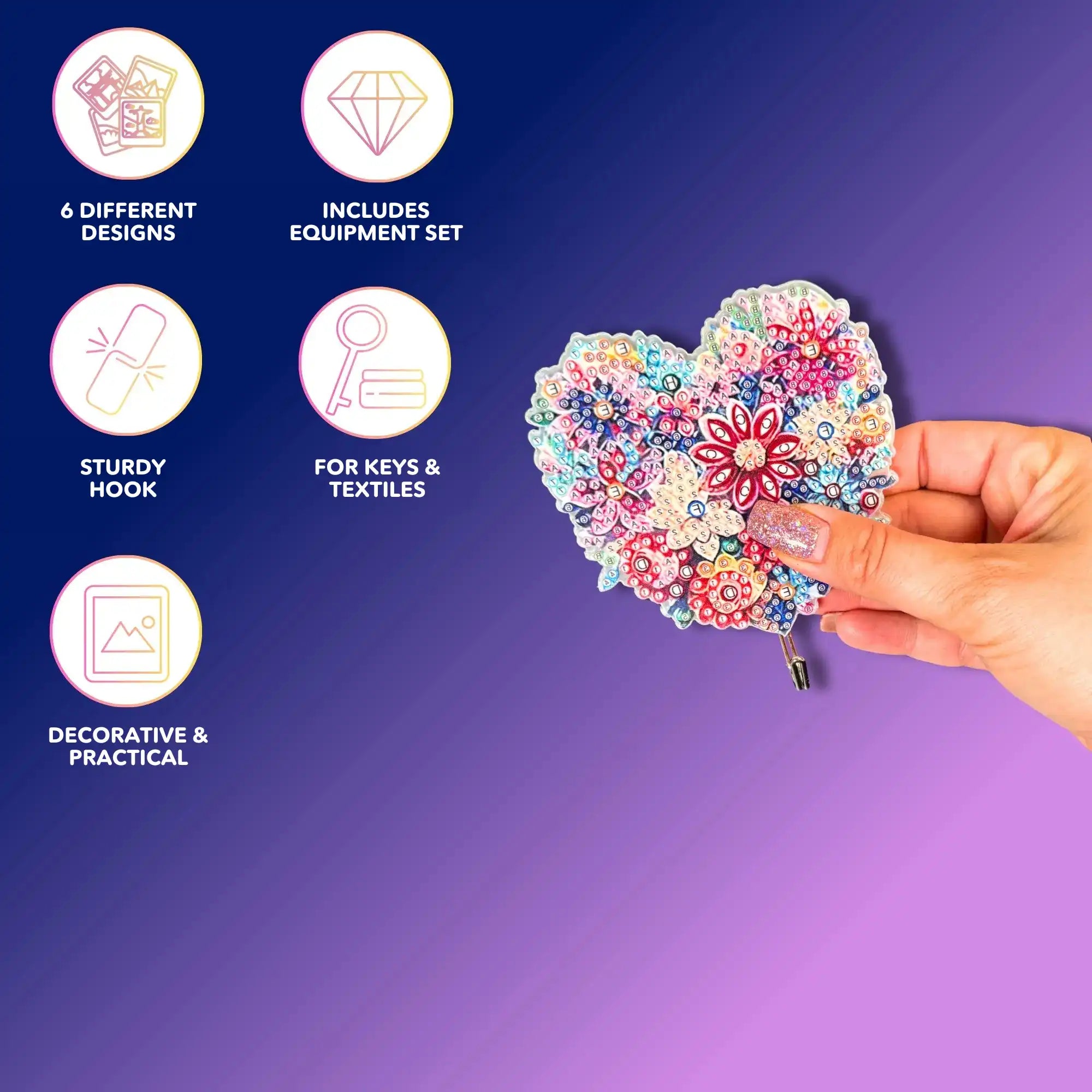 Diamond Painting Wall Hooks Mosaic Hearts