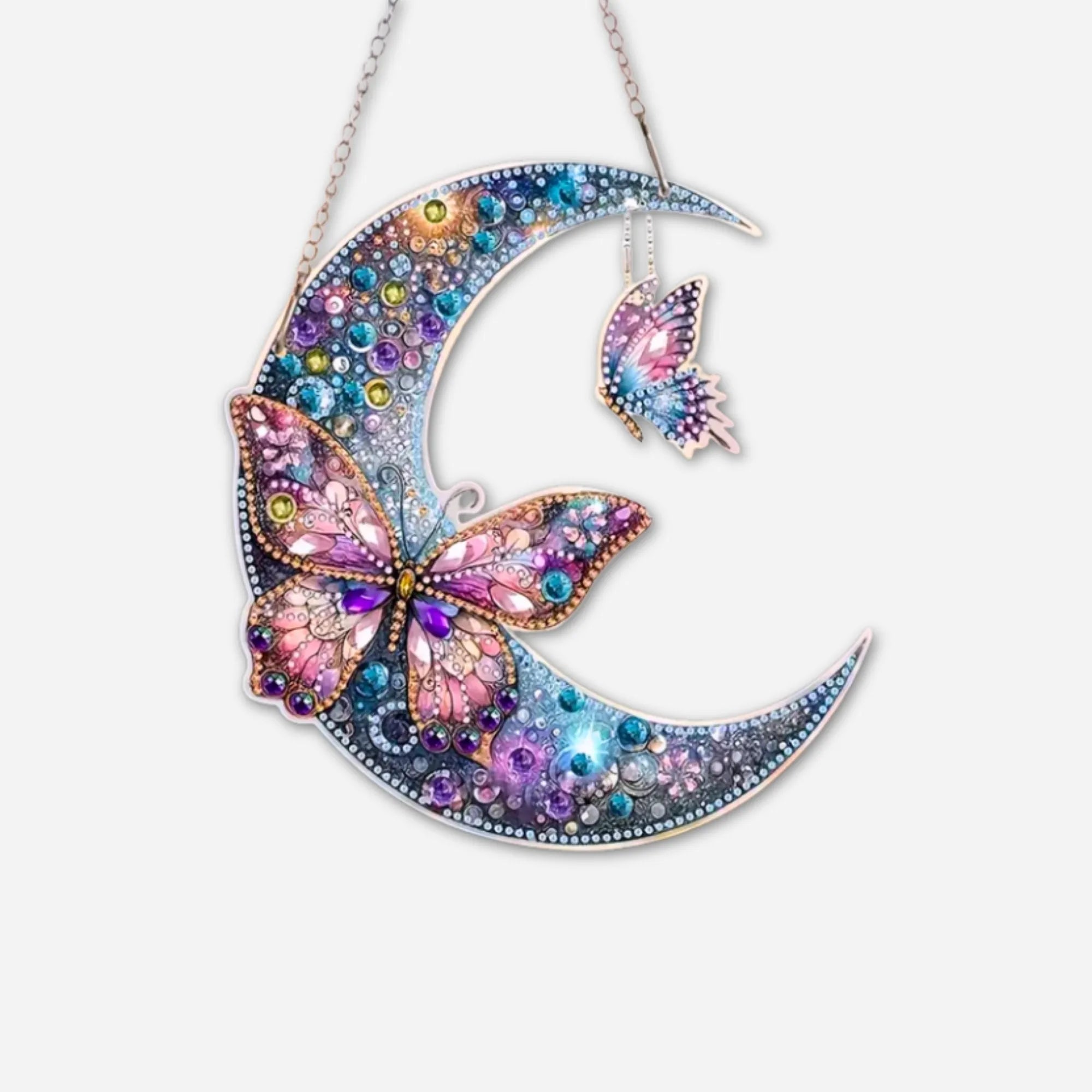 Diamond Painting Hanger – Crescent Moon with Butterflies