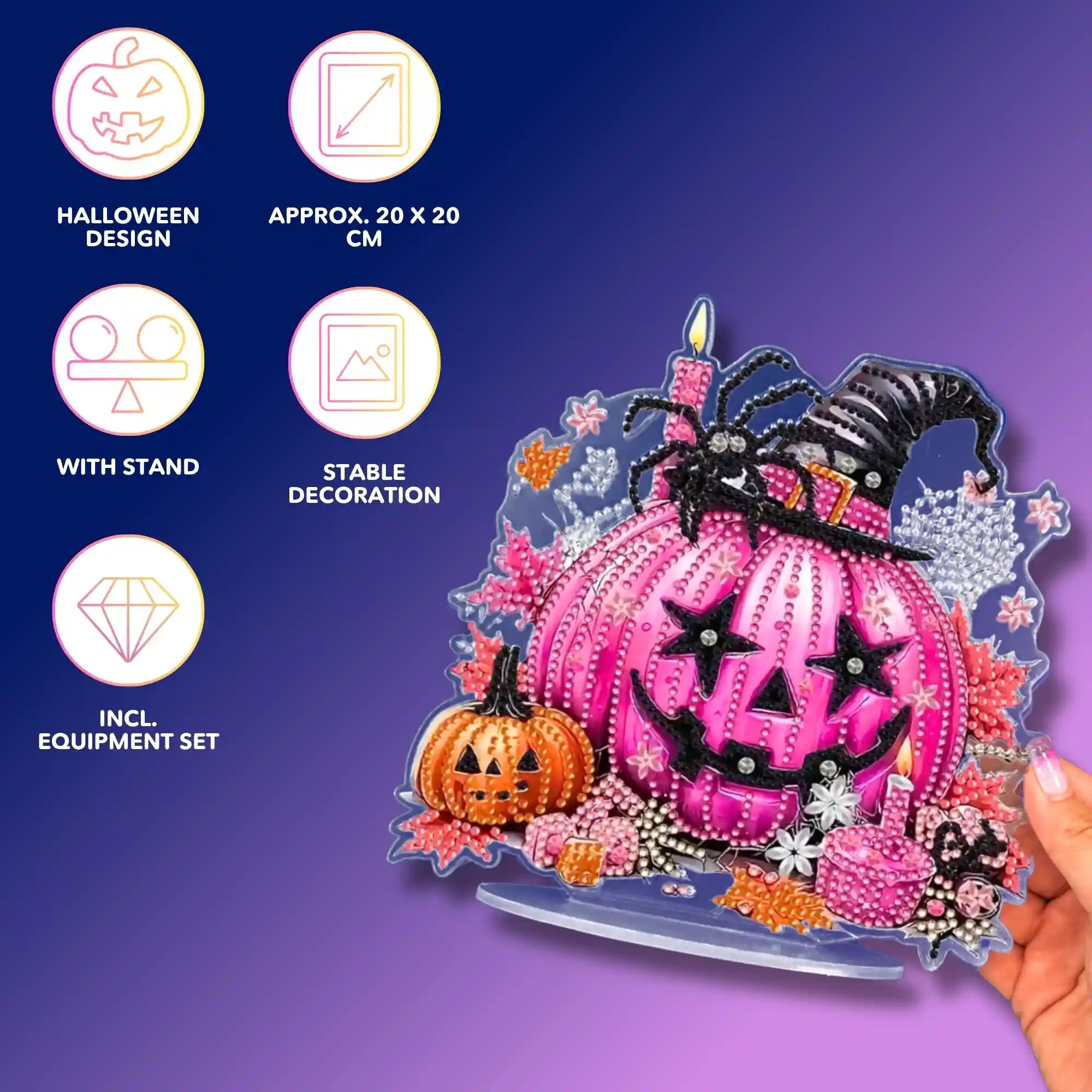 Diamond Painting – Pink Pumpkin Display Stand – Halloween
