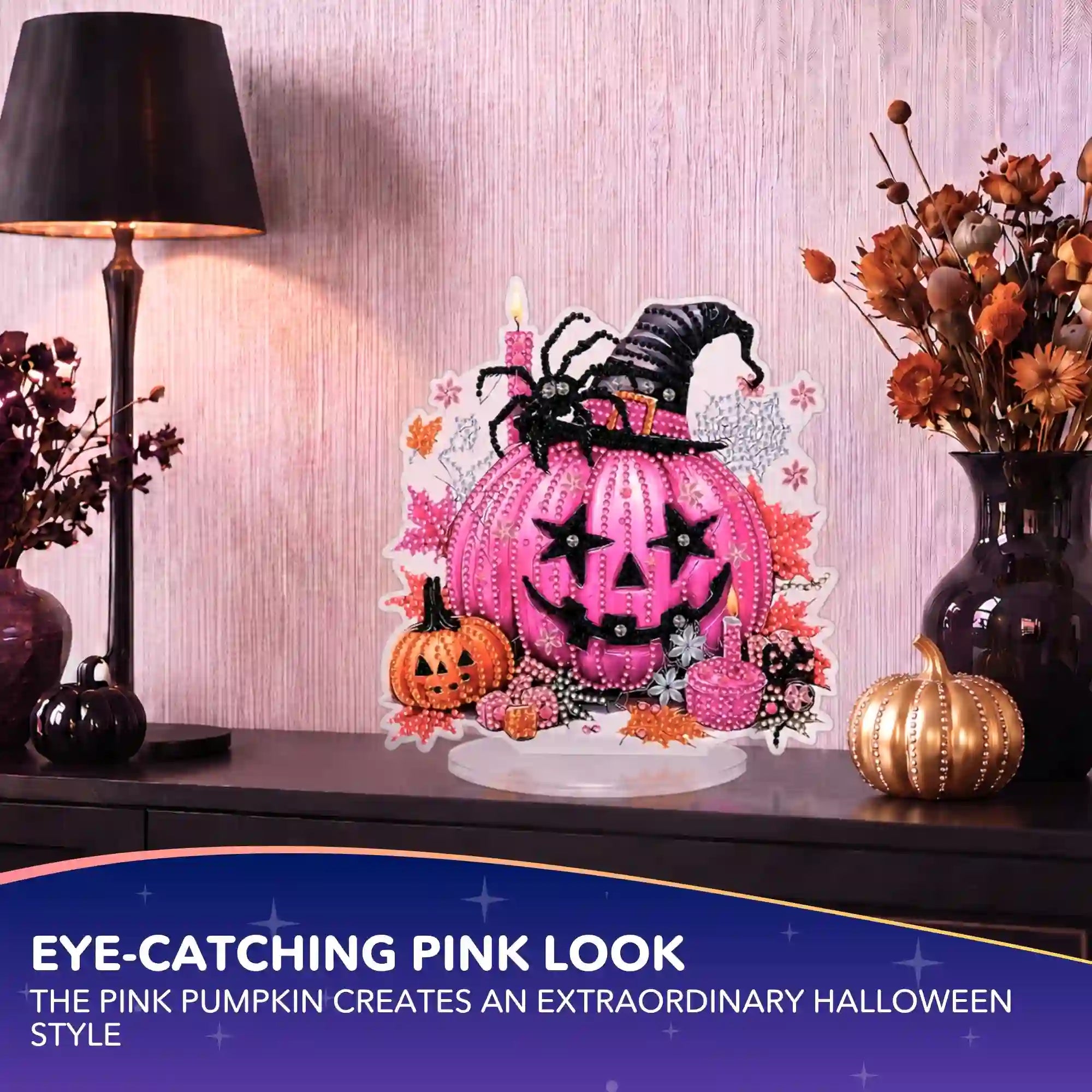 Diamond Painting – Pink Pumpkin Display Stand – Halloween