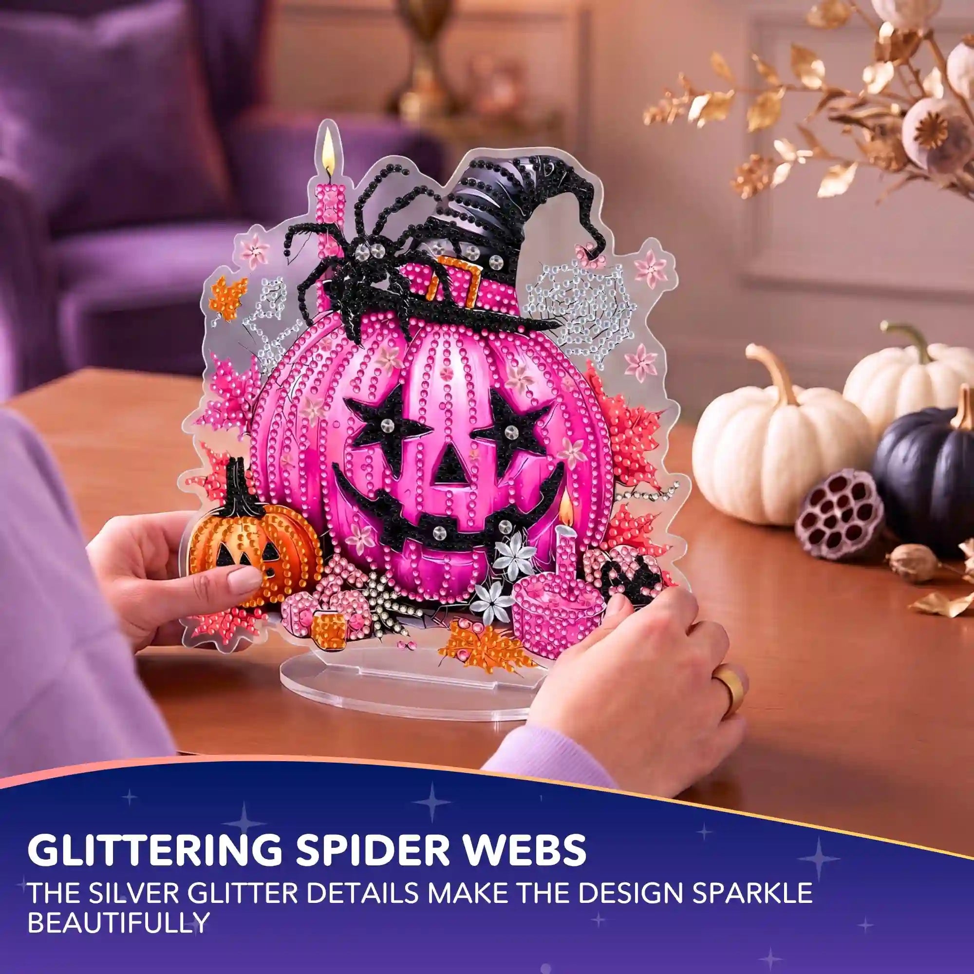 Diamond Painting – Pink Pumpkin Display Stand – Halloween