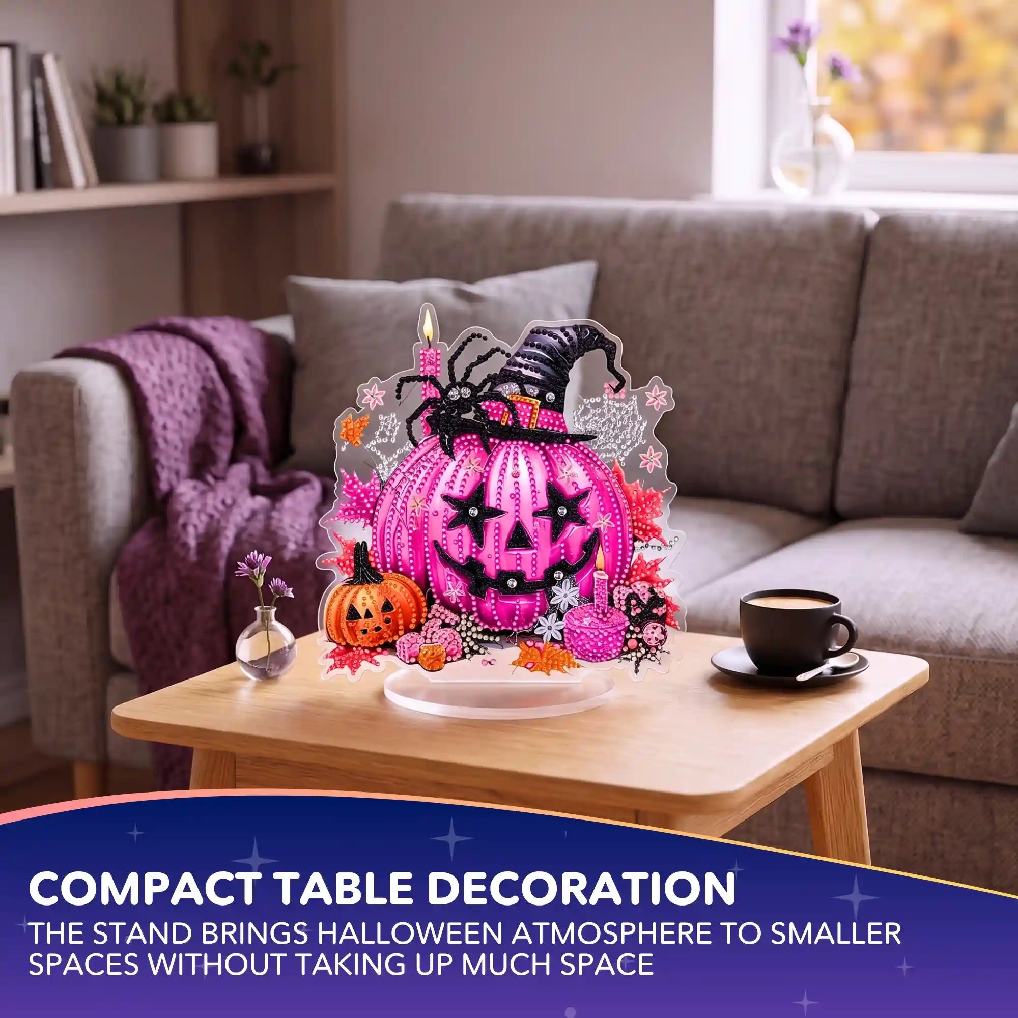 Diamond Painting – Pink Pumpkin Display Stand – Halloween