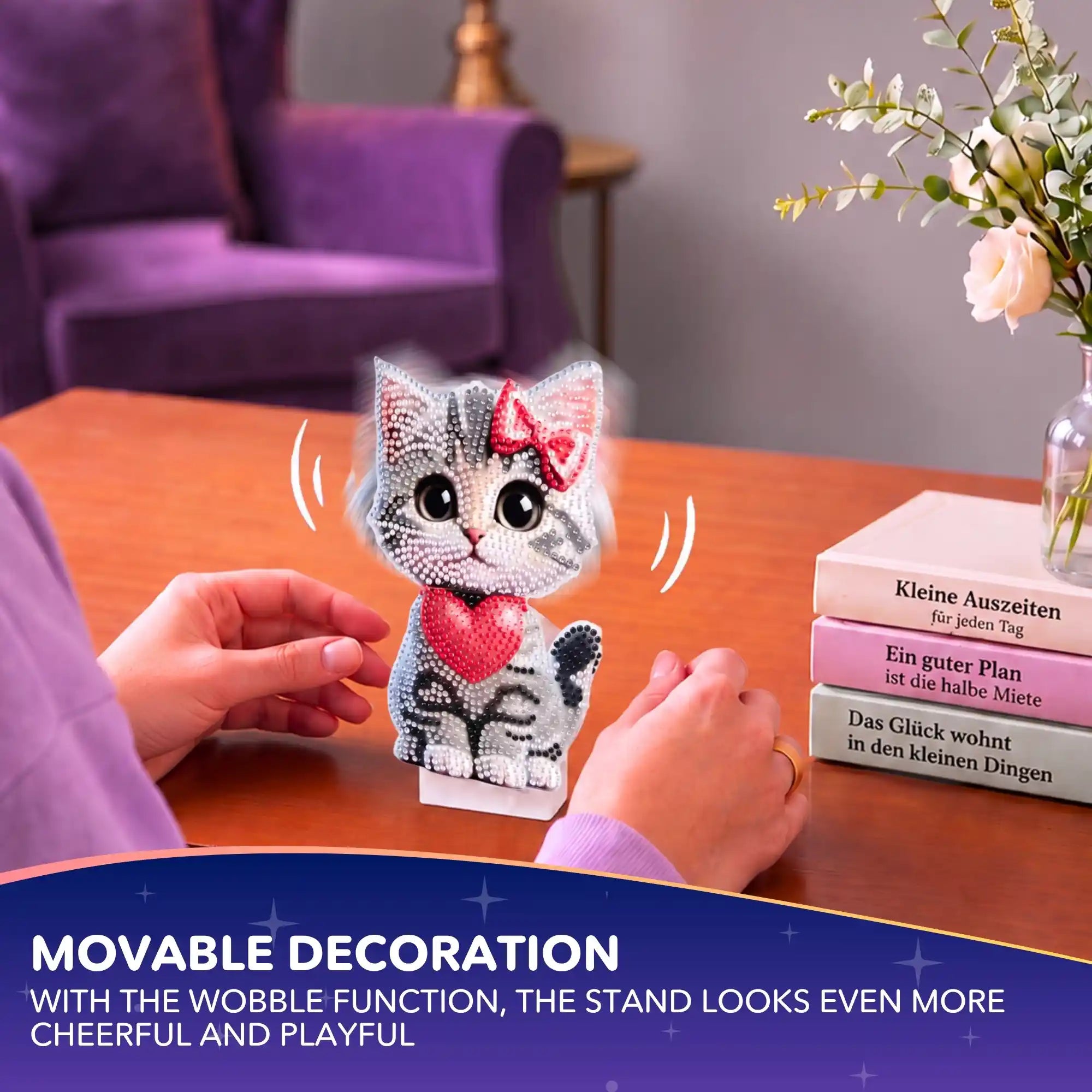 Diamond Painting – Wobbly Cat Display Stand with Heart