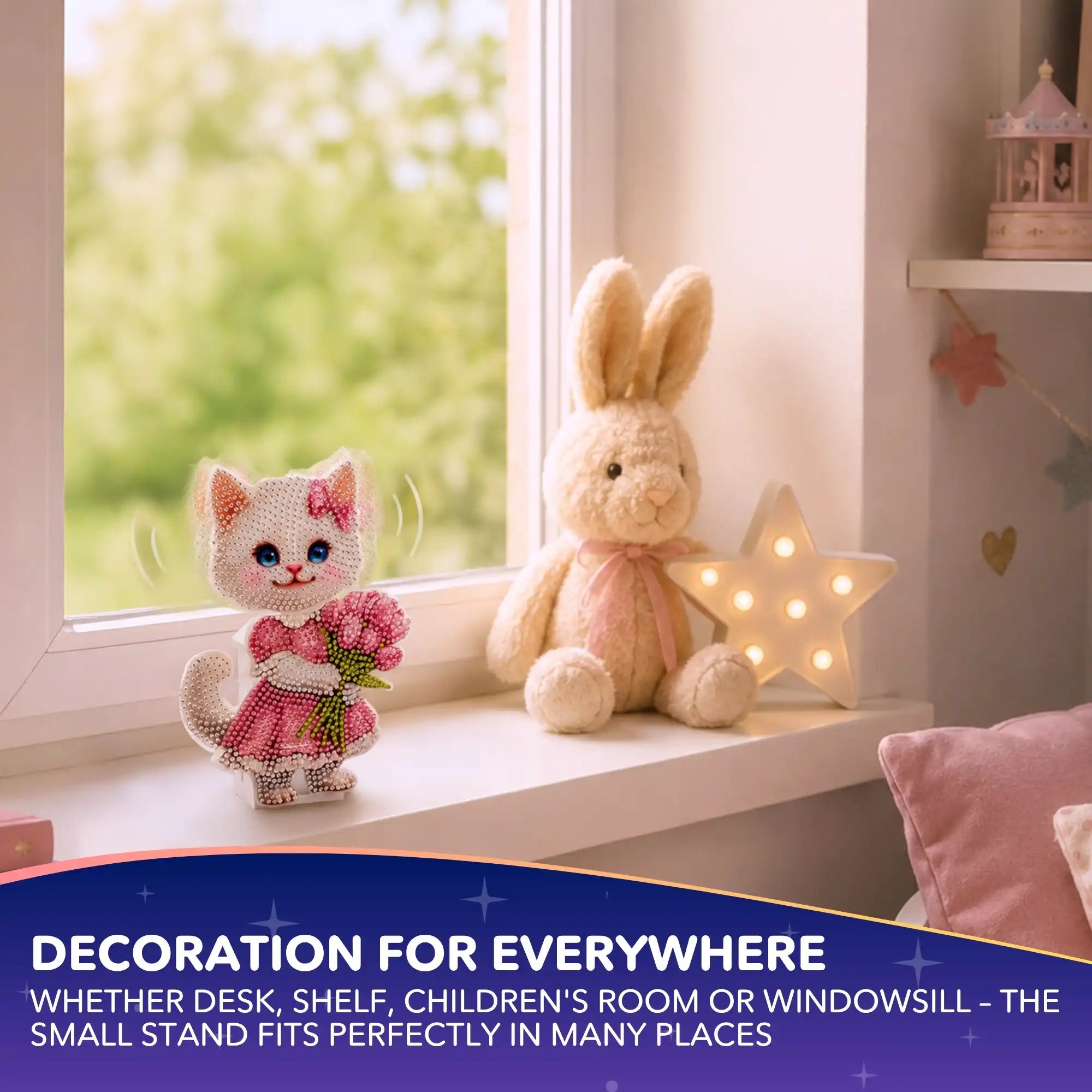 Diamond Painting – Wobbly Cat Display Stand with Bouquet