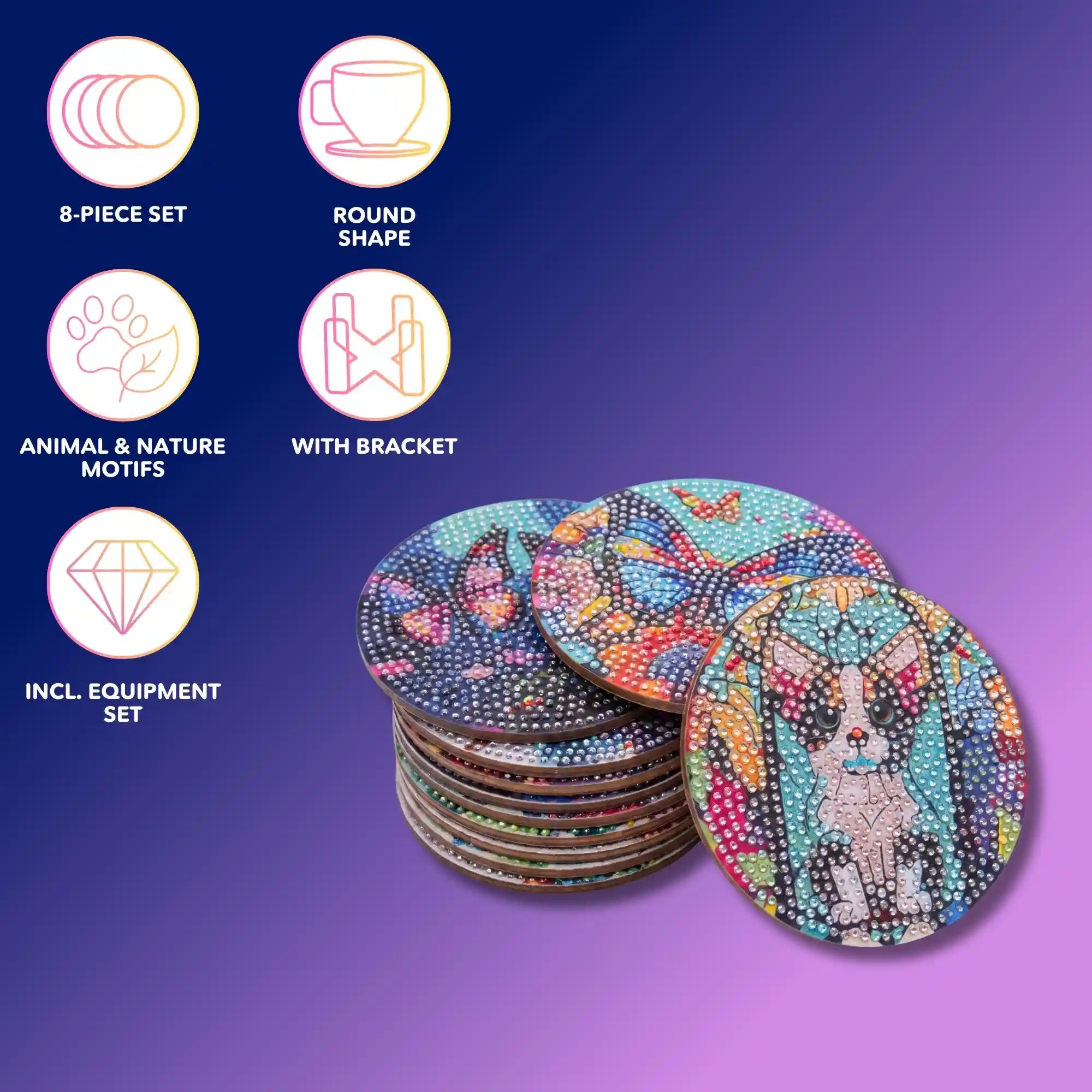 Diamond Painting – Coasters Colorful Animal World