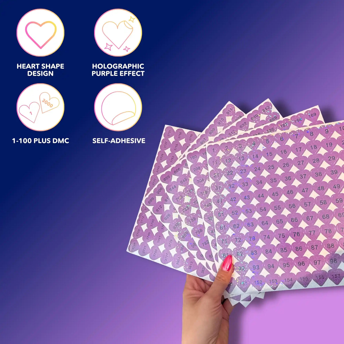 Heart Sticker Set 1โ100 + All DMC