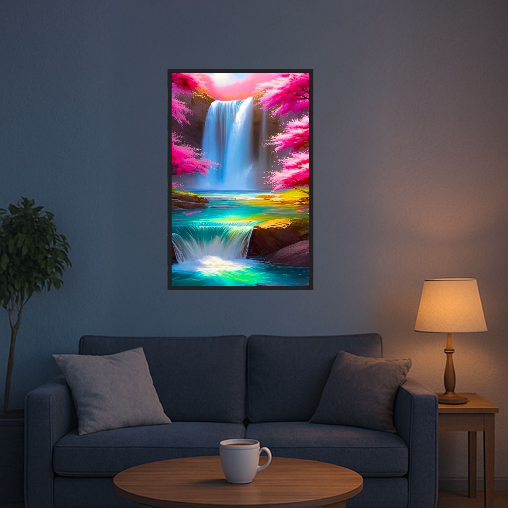 Diamond Painting - Cherry Blossoms by the Waterfall