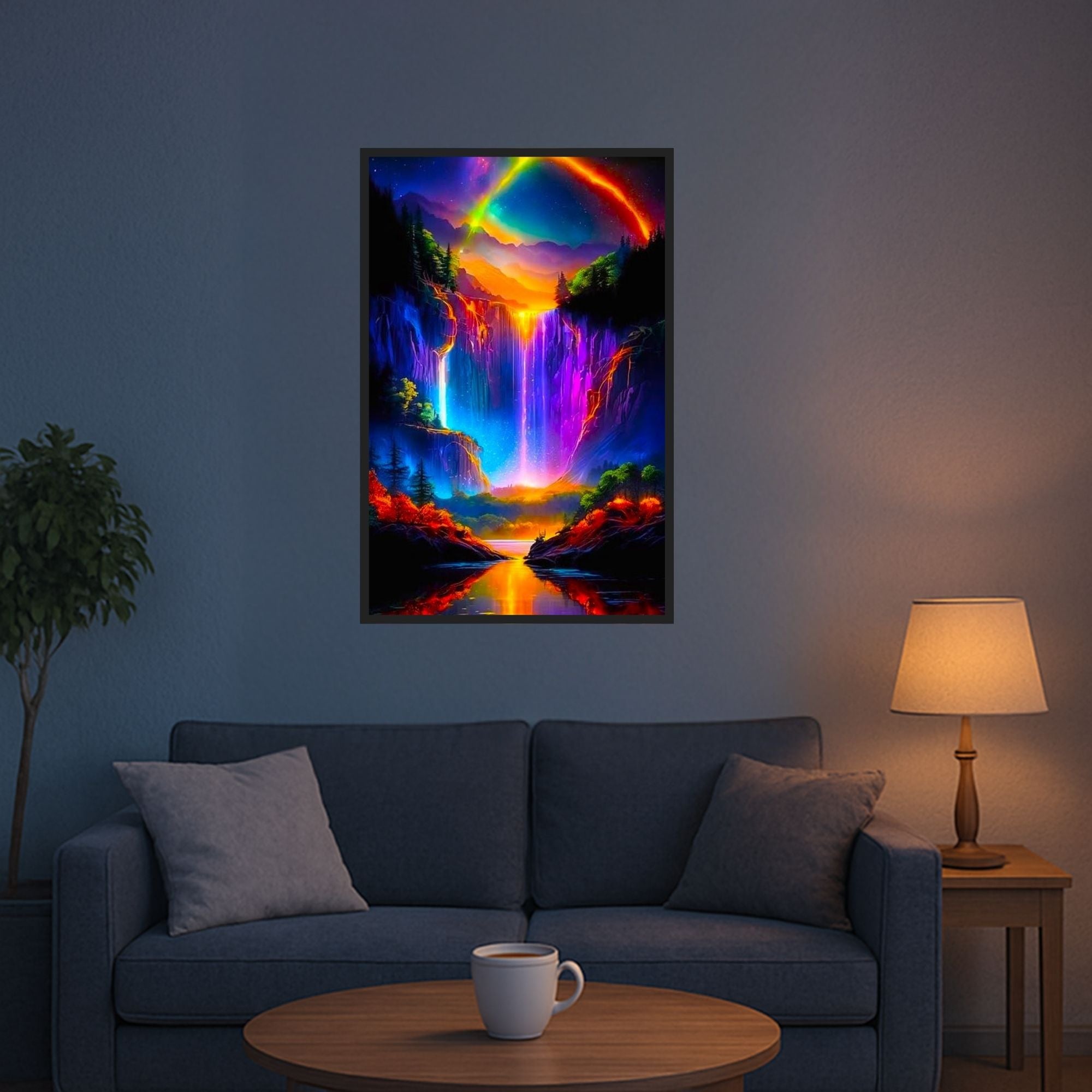 Diamond Painting - Nightlight by the Waterfall