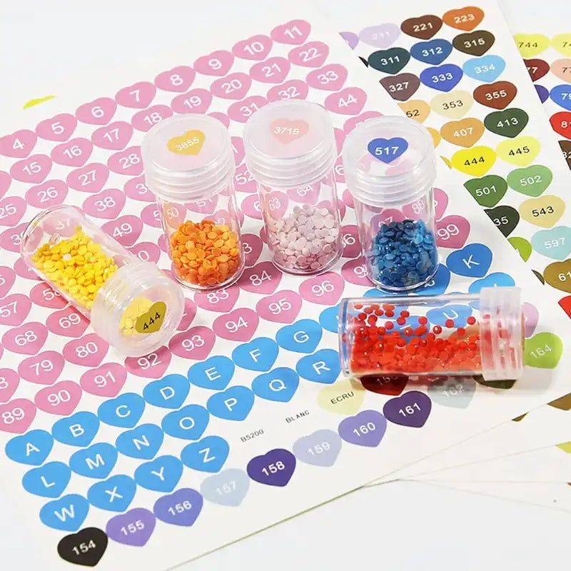 Diamond Painting - DMC Sticker - 4 Sheets - Hearts