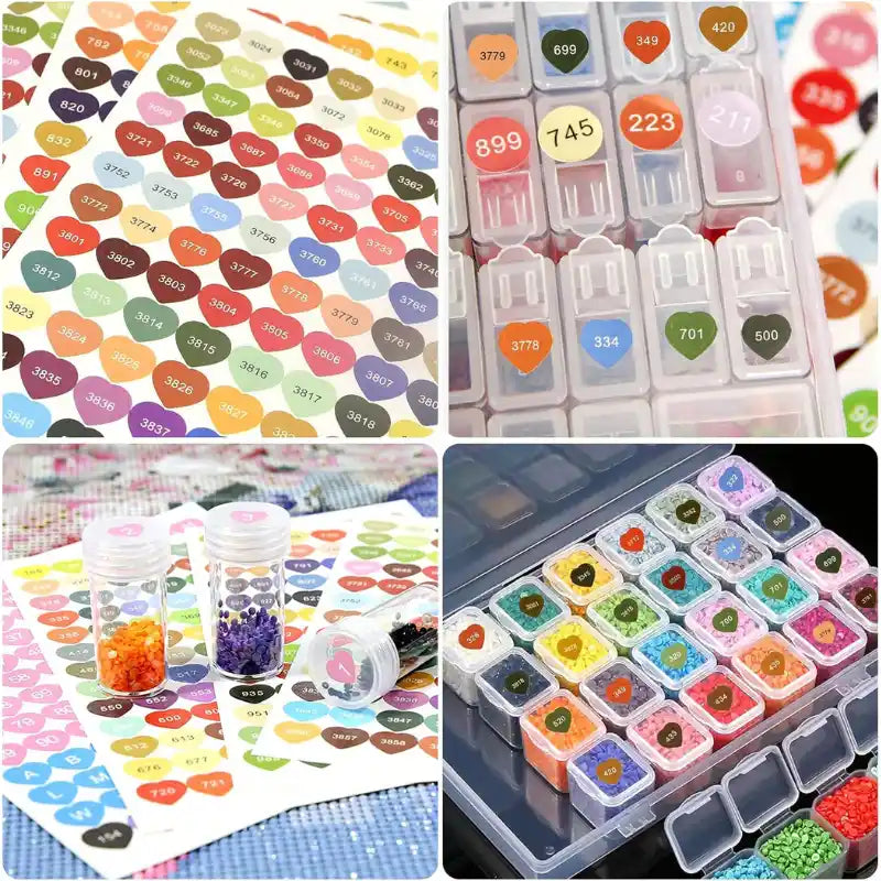 Diamond Painting - DMC Sticker - 4 Sheets - Hearts