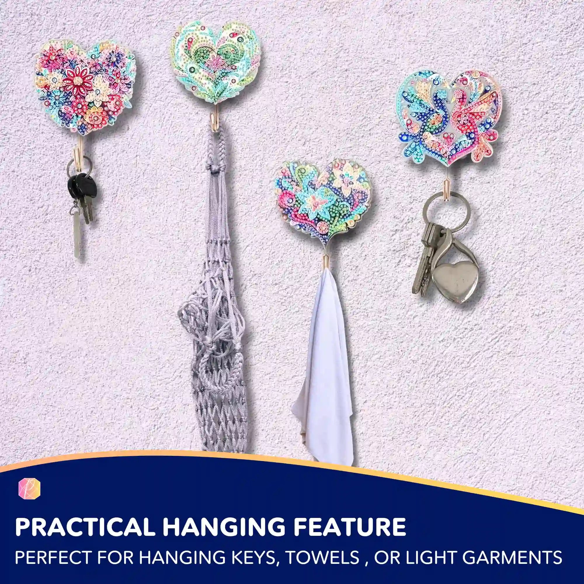 Diamond Painting Wall Hooks Mosaic Hearts