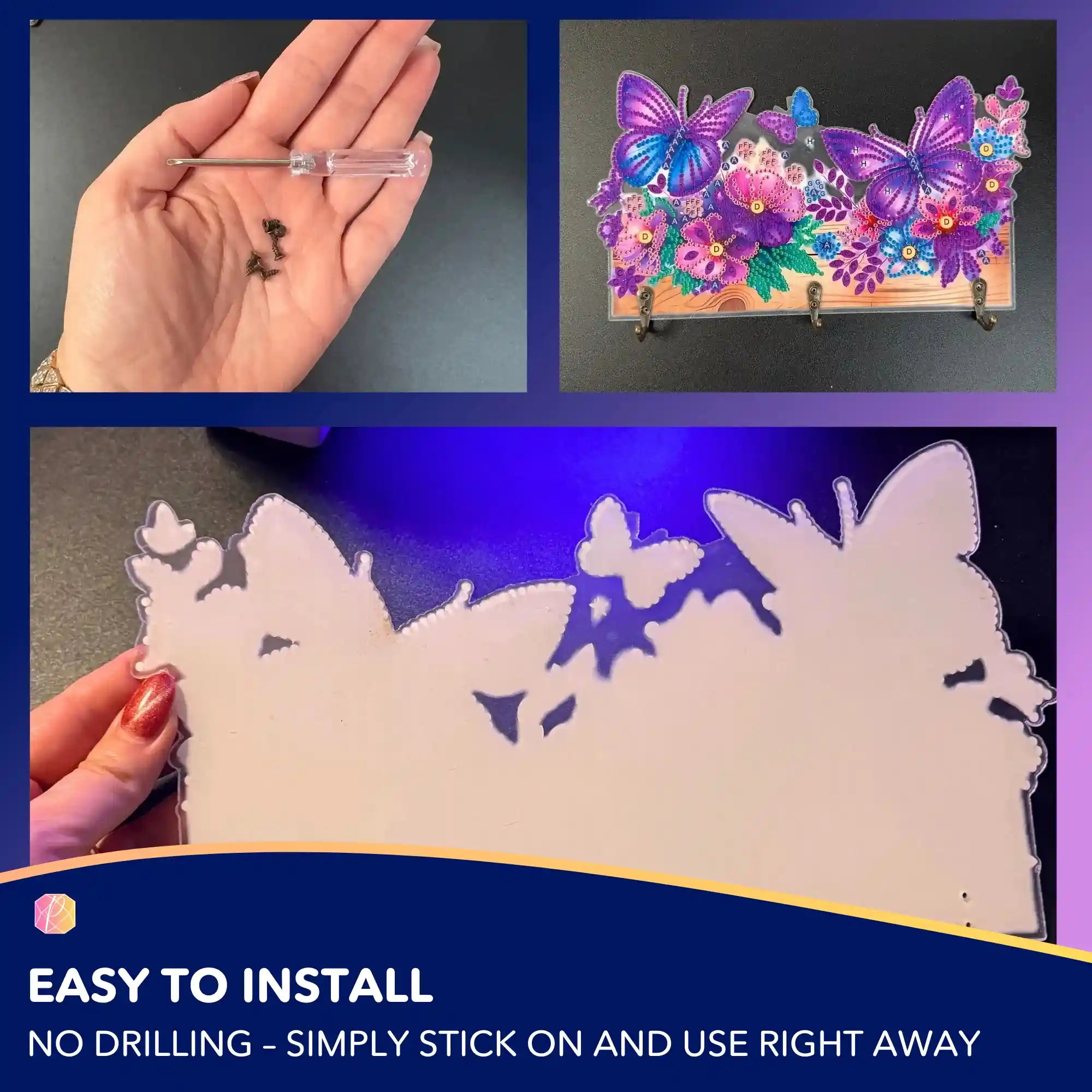 Diamond Painting Key Holder Butterflies