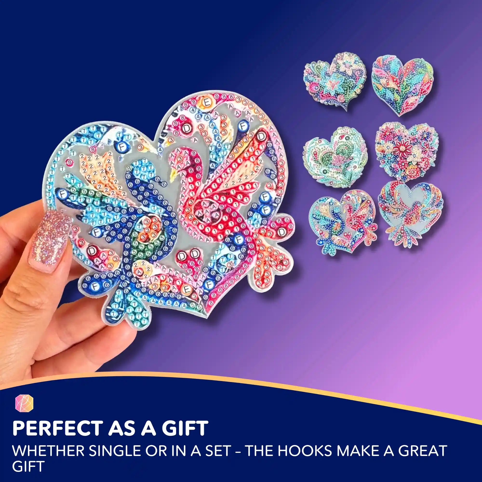 Diamond Painting Wall Hooks Mosaic Hearts