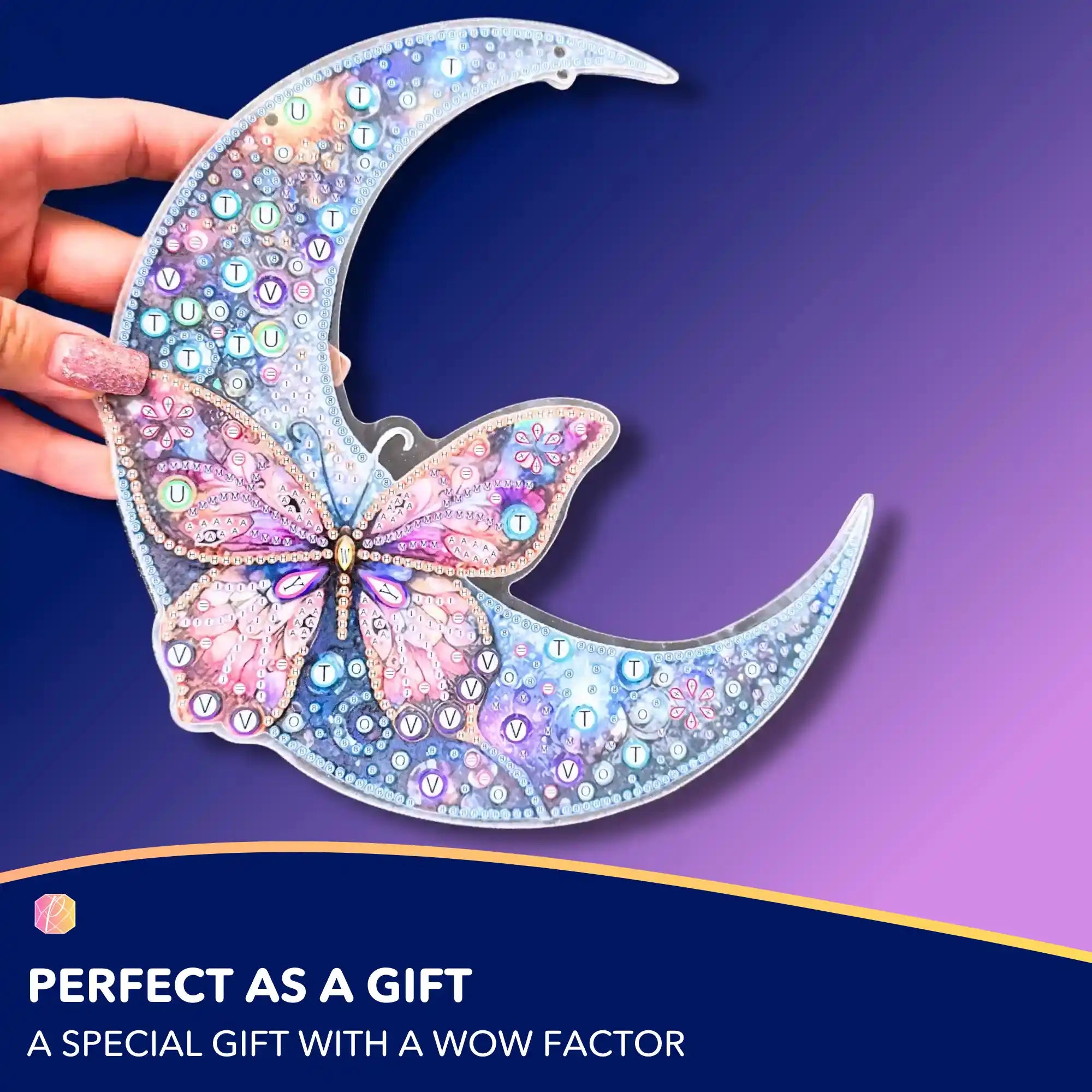 Diamond Painting Hanger – Crescent Moon with Butterflies