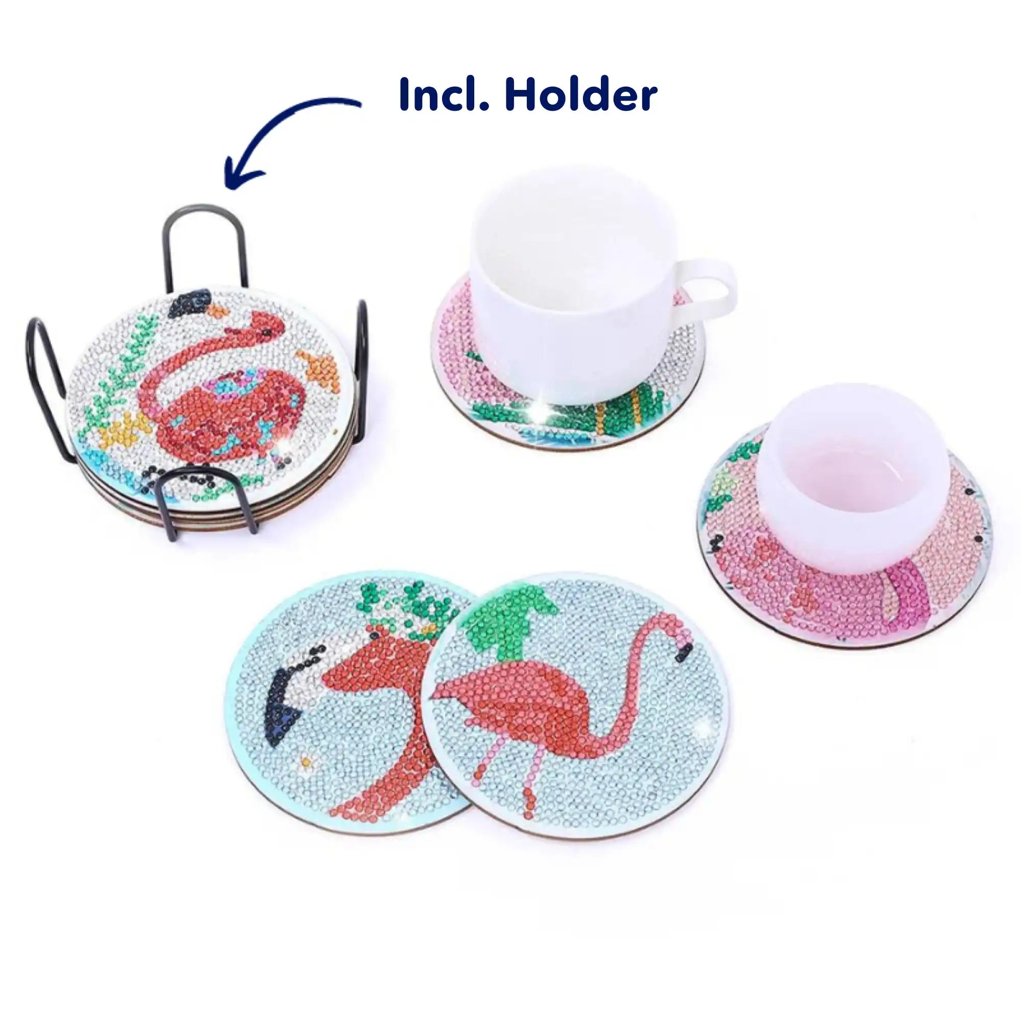 Diamond Painting - Coaster "Pink Flamingos"