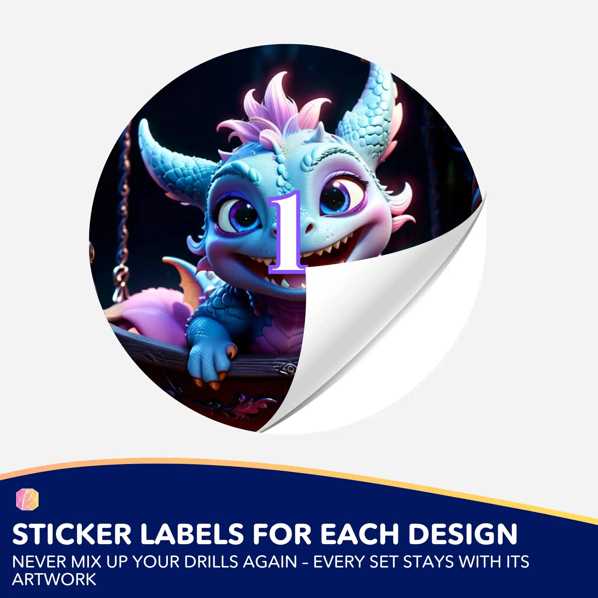 Small Jar Stickers - Blue Flatter Dragon