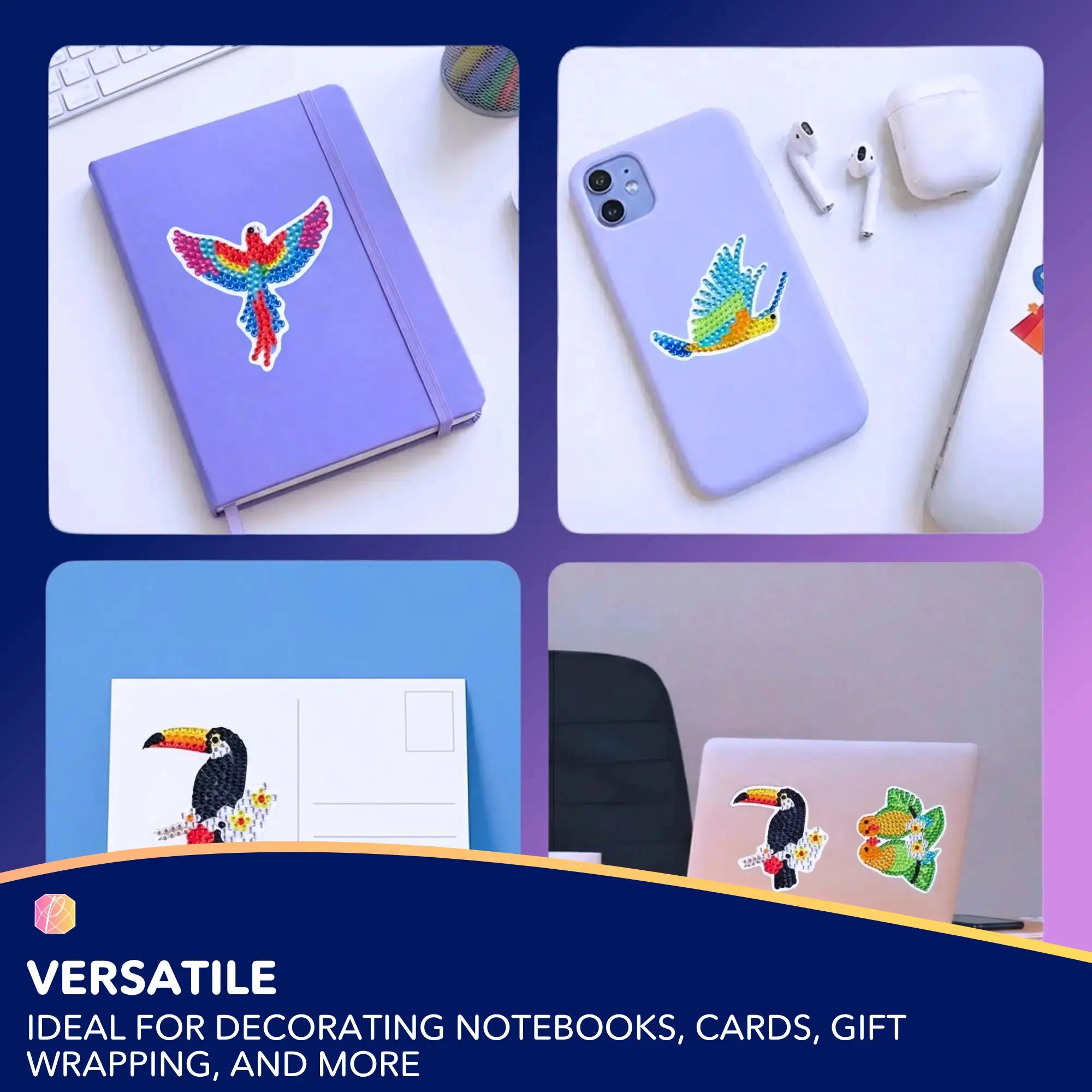 Diamond Painting Sticker – Colorful Birds