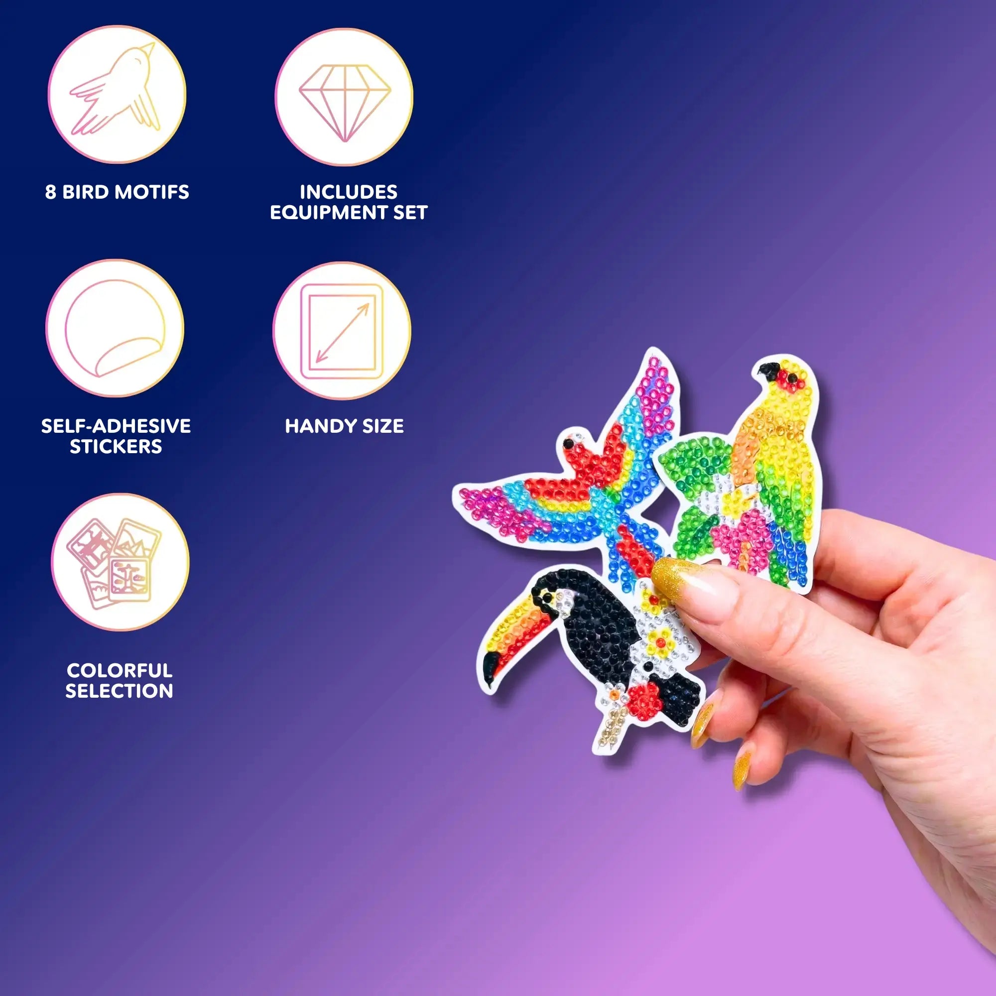 Diamond Painting Sticker – Colorful Birds
