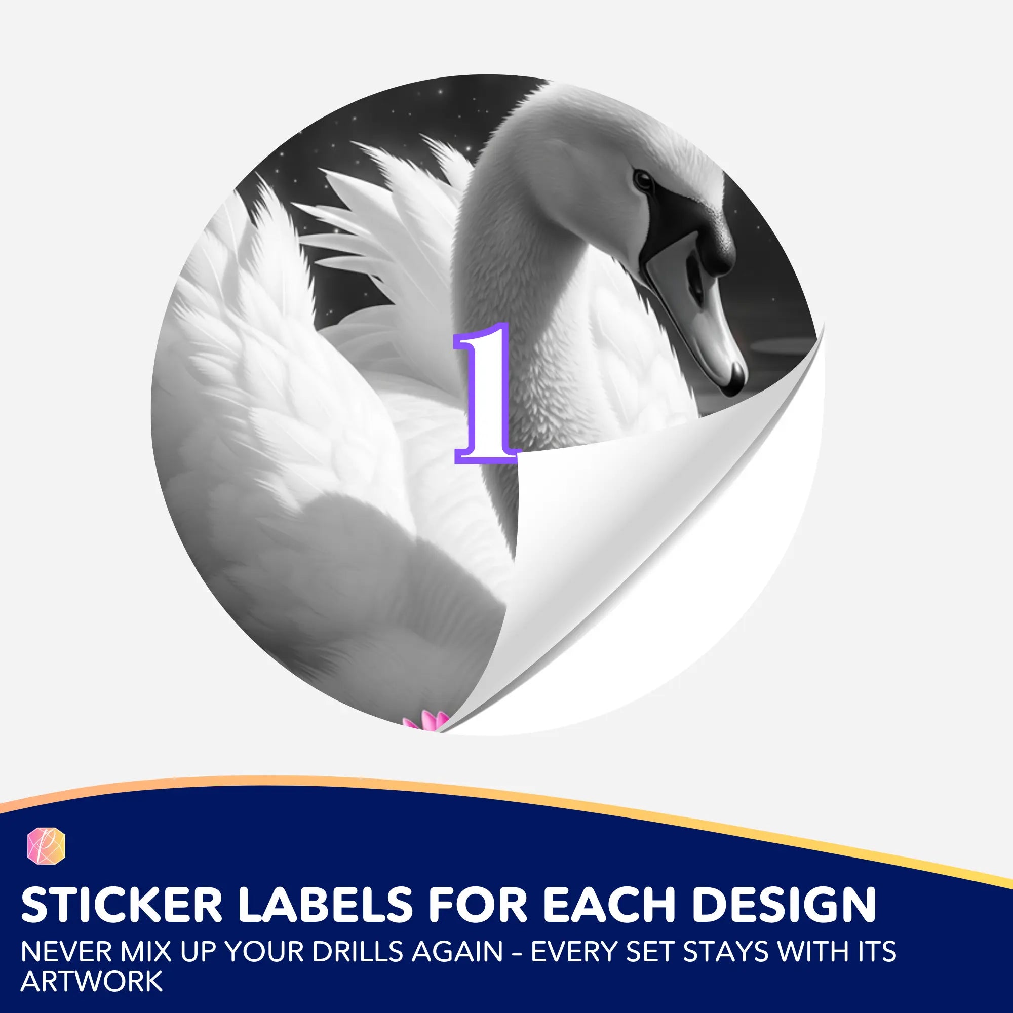 Small Jar Stickers - Swan in the Water Lily Lake