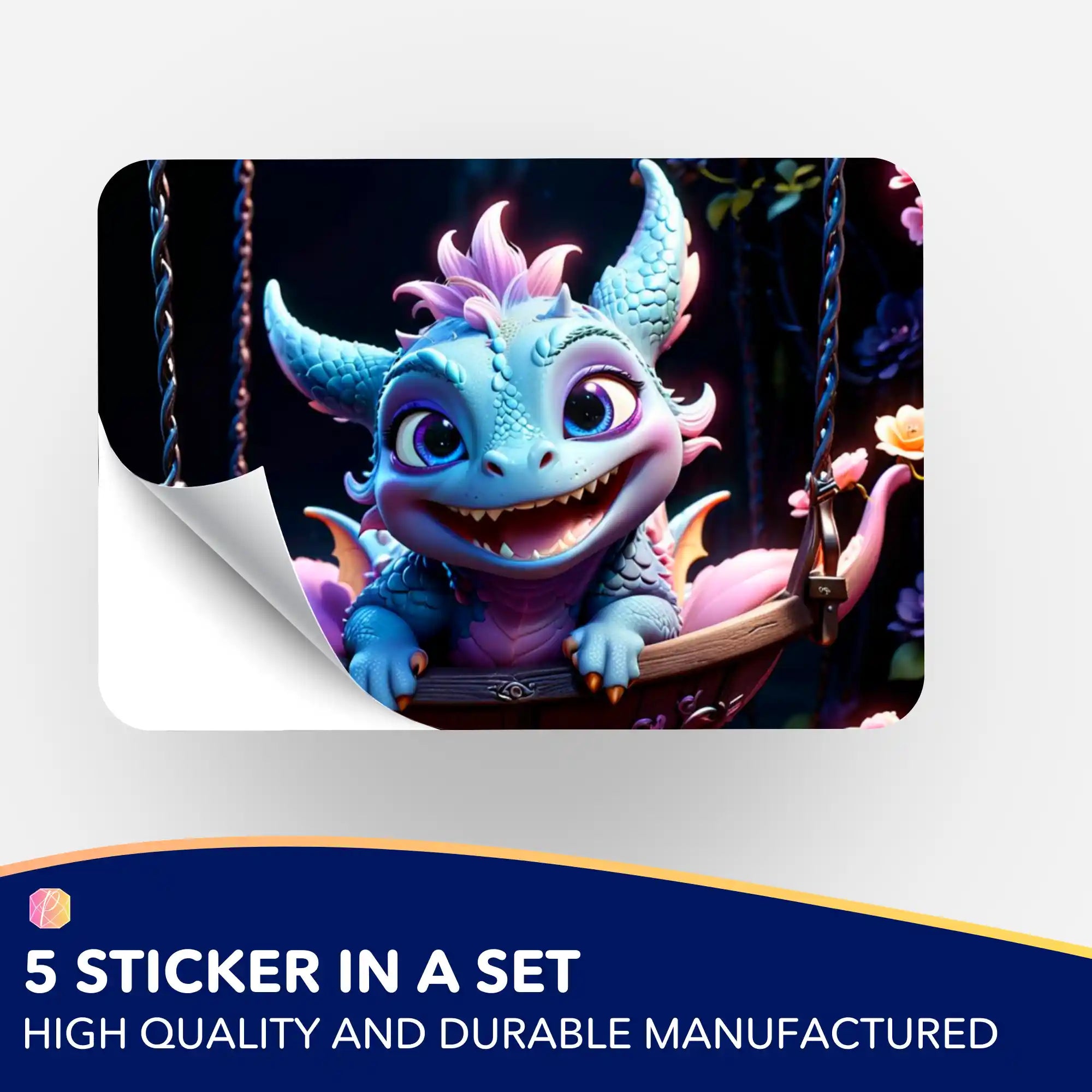 Wall Sticker 5-Pack - Blue Flatter Dragon