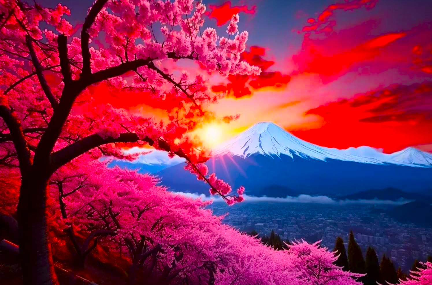 Diamond Painting - Mountain of Cherry Blossoms