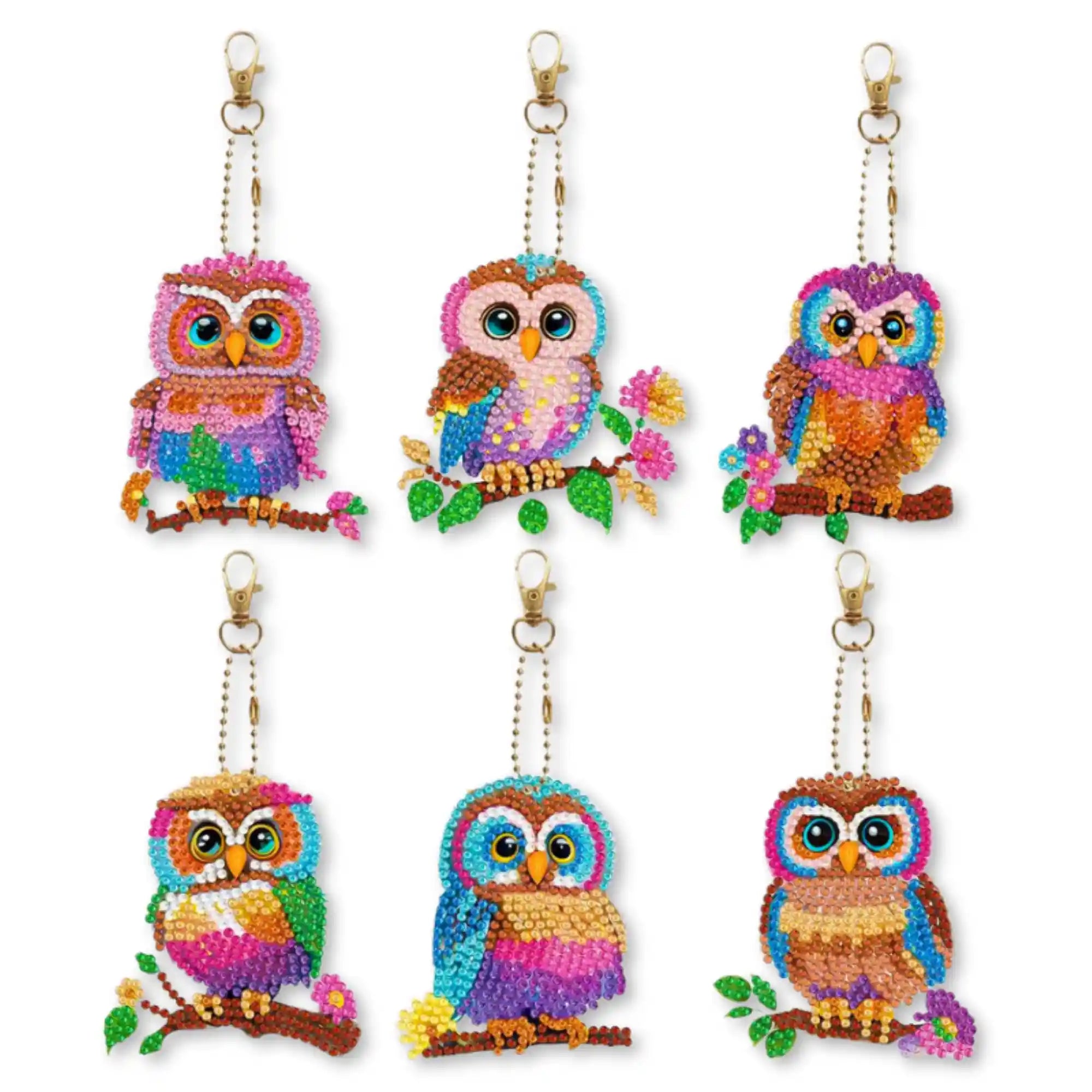 Diamond Painting Keychain - Colorful Owls