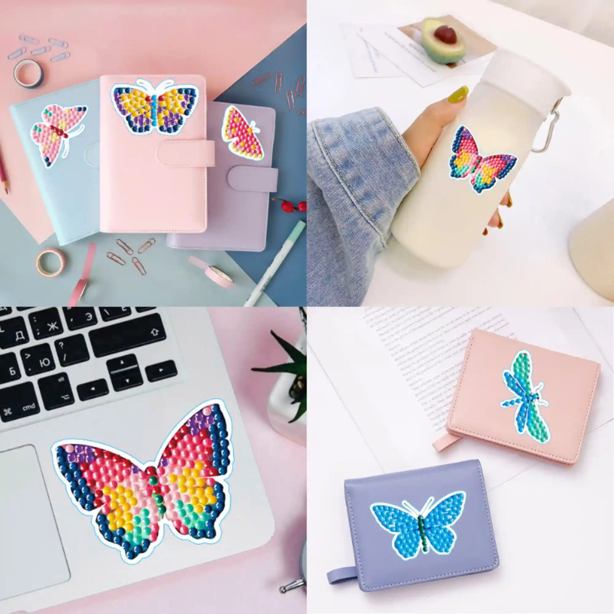 Diamond Painting Sticker Set XL - Colorful Butterflies