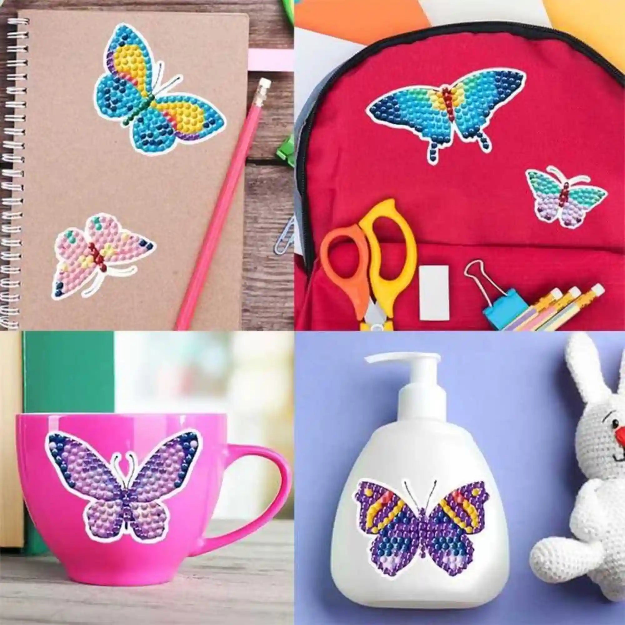 Diamond Painting Sticker Set XL - Colorful Butterflies