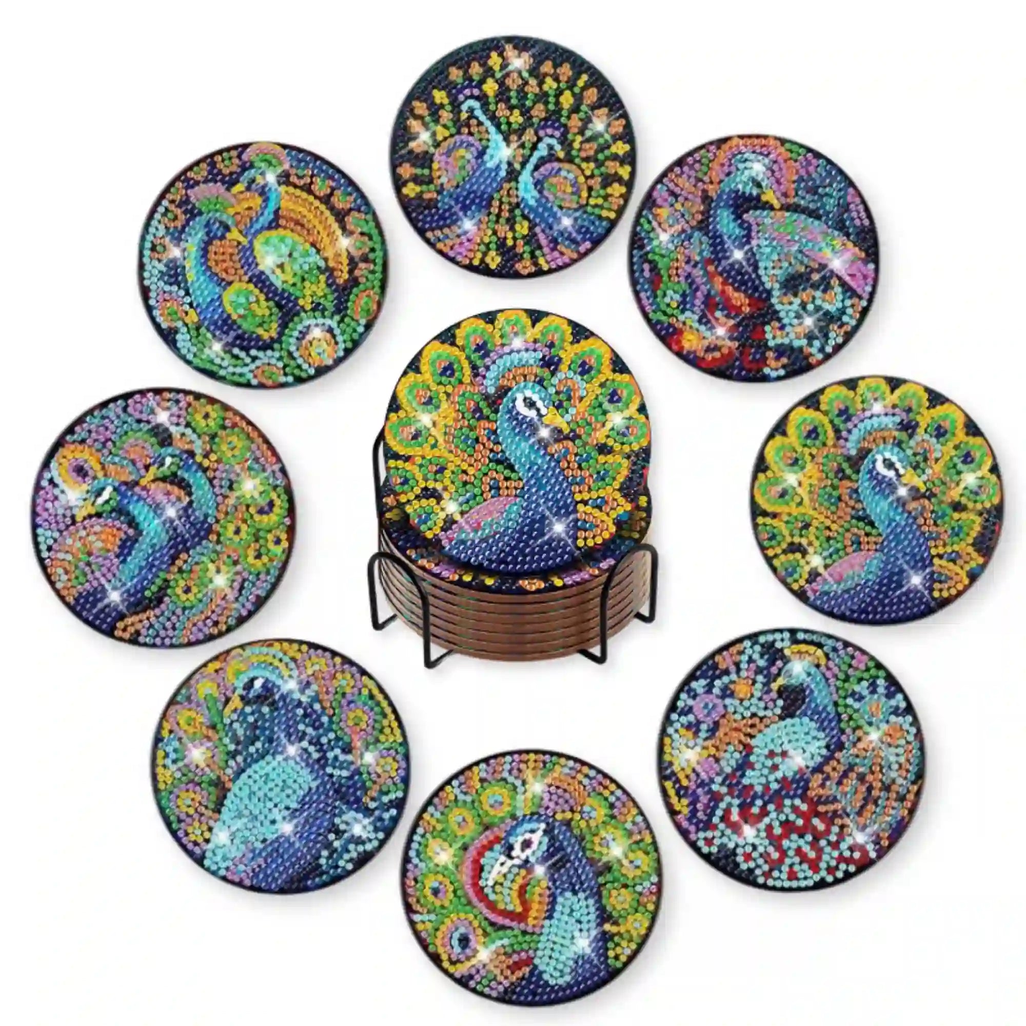 Diamond Painting - Coaster "Colorful Peacock"